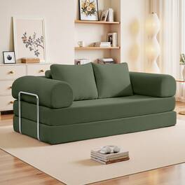 Brick Attic - 78Inch Foldable Modular Corduroy Sofa Bed Convertible Floor Couch, No Assembly Required for Living Room, Bedroom Office - Olive Green