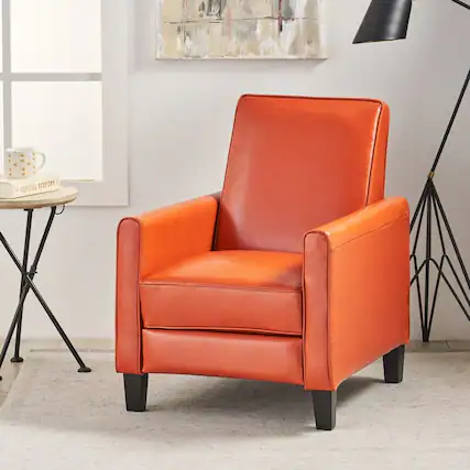 Front. TinyHomie - Recliner Push Back Chair for Elegant Home Décor Orange - Orange.