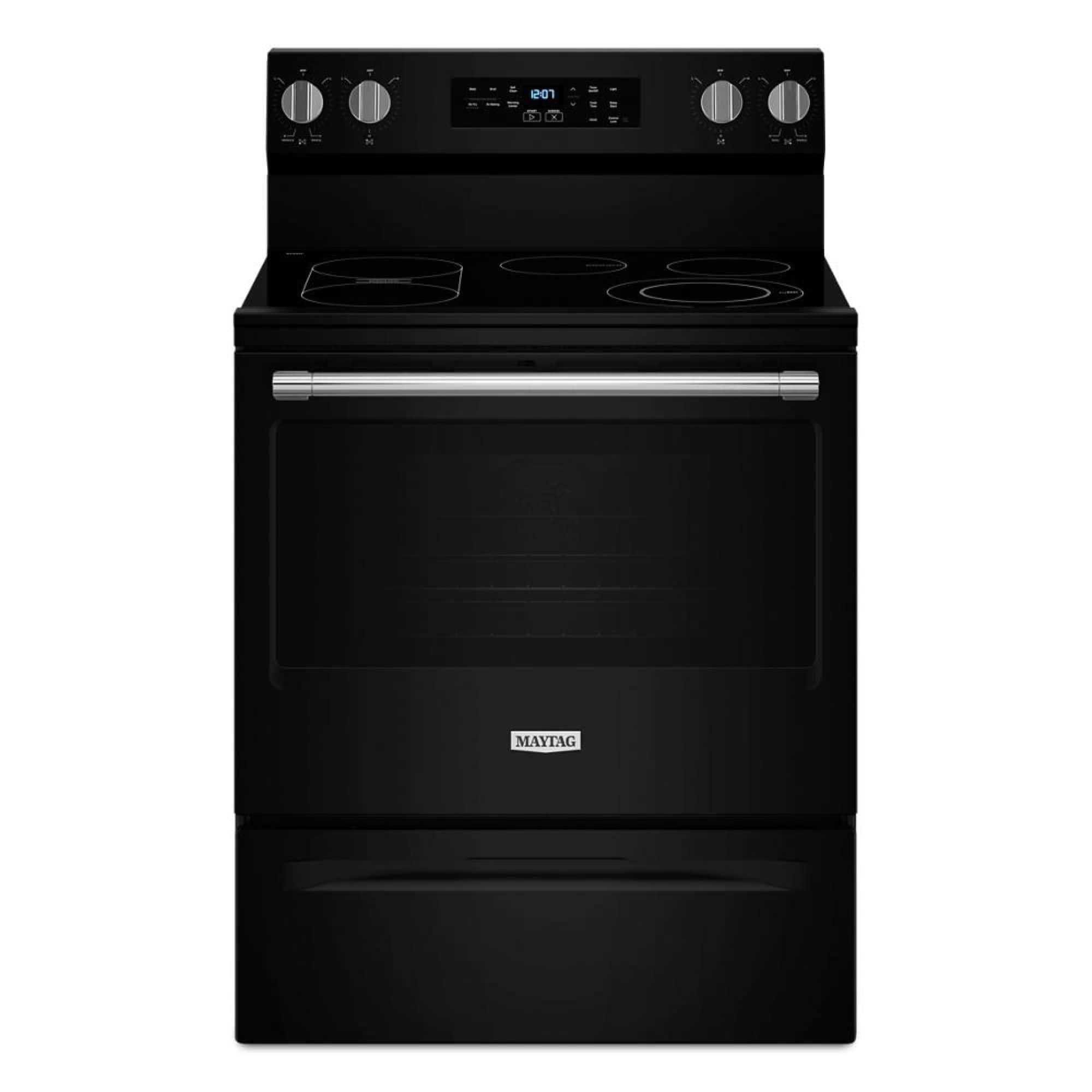 Maytag - 30-Inch Wide Electric Range With No Preheat Air Fry and Air Baking - 5.3 cu. ft - Black - Front_Zoom