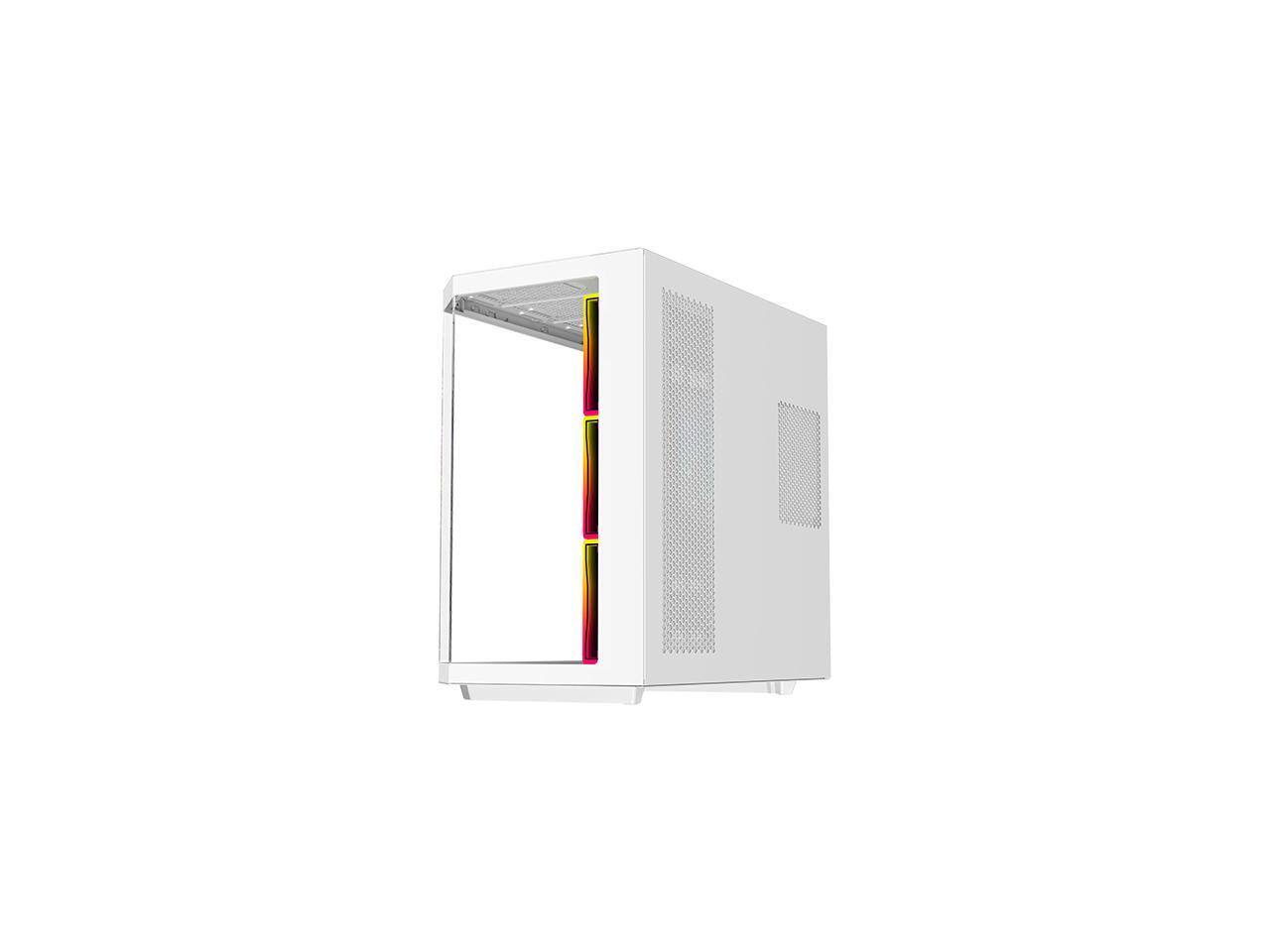 Alt View 10. DIYPC - DIYPC ARGB-N3-W White E-ATX/ATX Dual Chamber Case w/ 3x Glass Panels & 4x ARGB Fans - White.