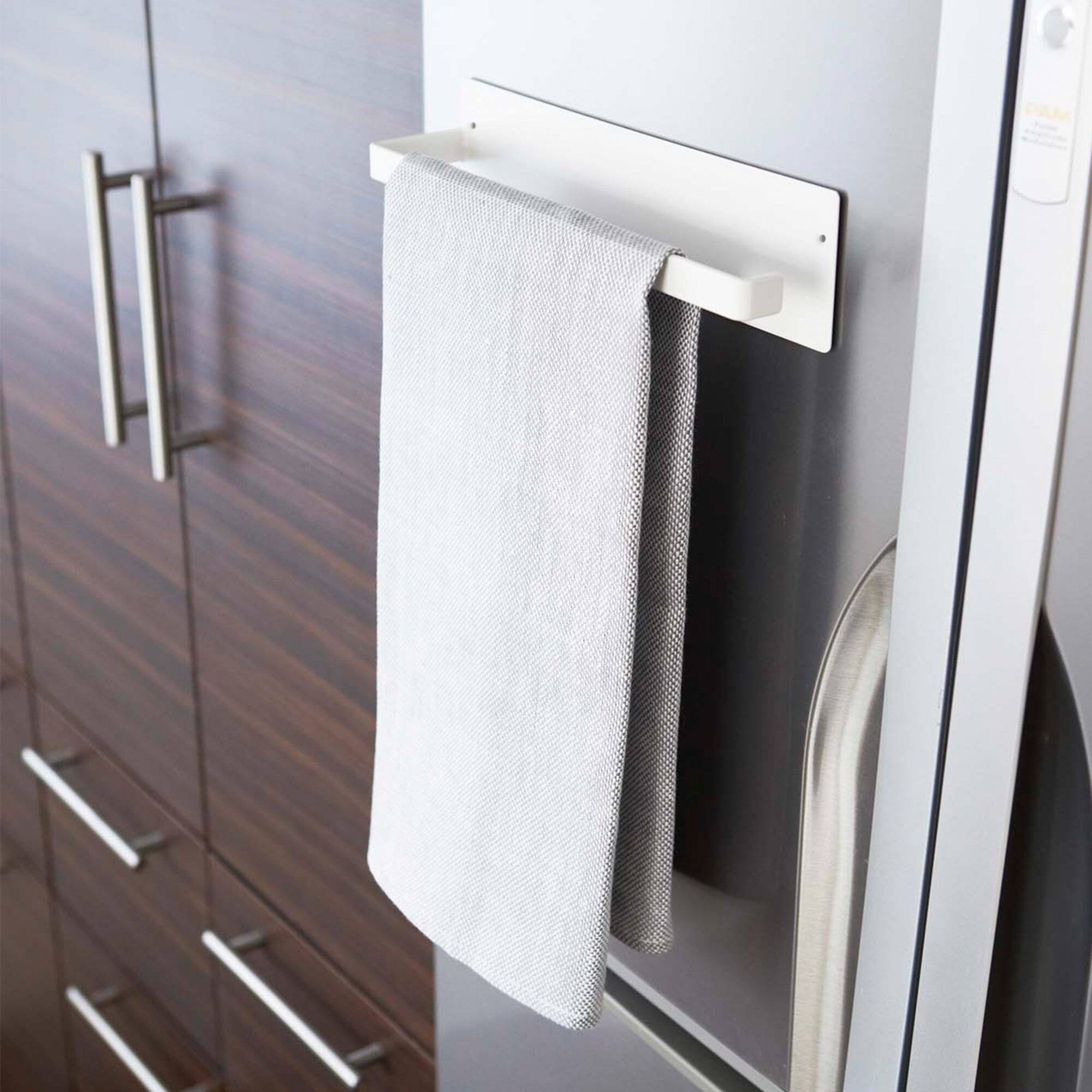 Left. Yamazaki Home - Magnetic Paper Towel Holder - Steel - white.