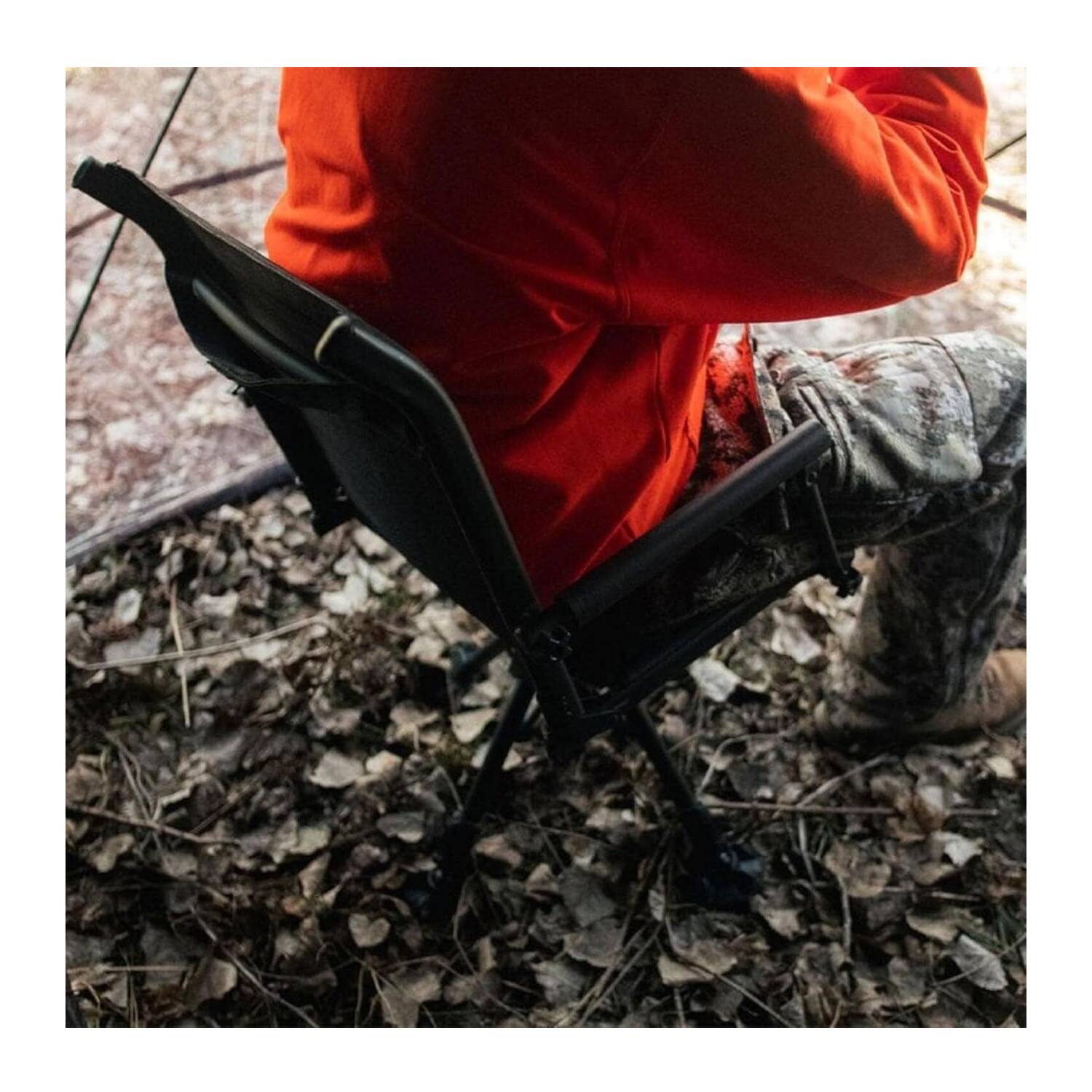 Left. Muddy - MUDDY Outdoors Swivel Ground Seat with Adjustable Legs 360 Degree Hunting Chair - Black/Black.