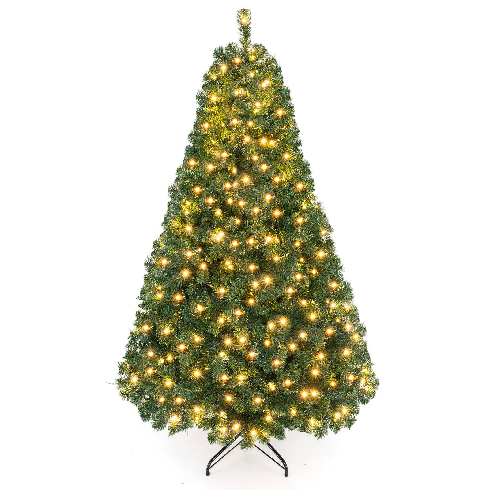 Front. Costway - Costway 6 FT Pre-Lit PVC Artificial Christmas Tree with 230 LED Lights & Metal Stand - Green.