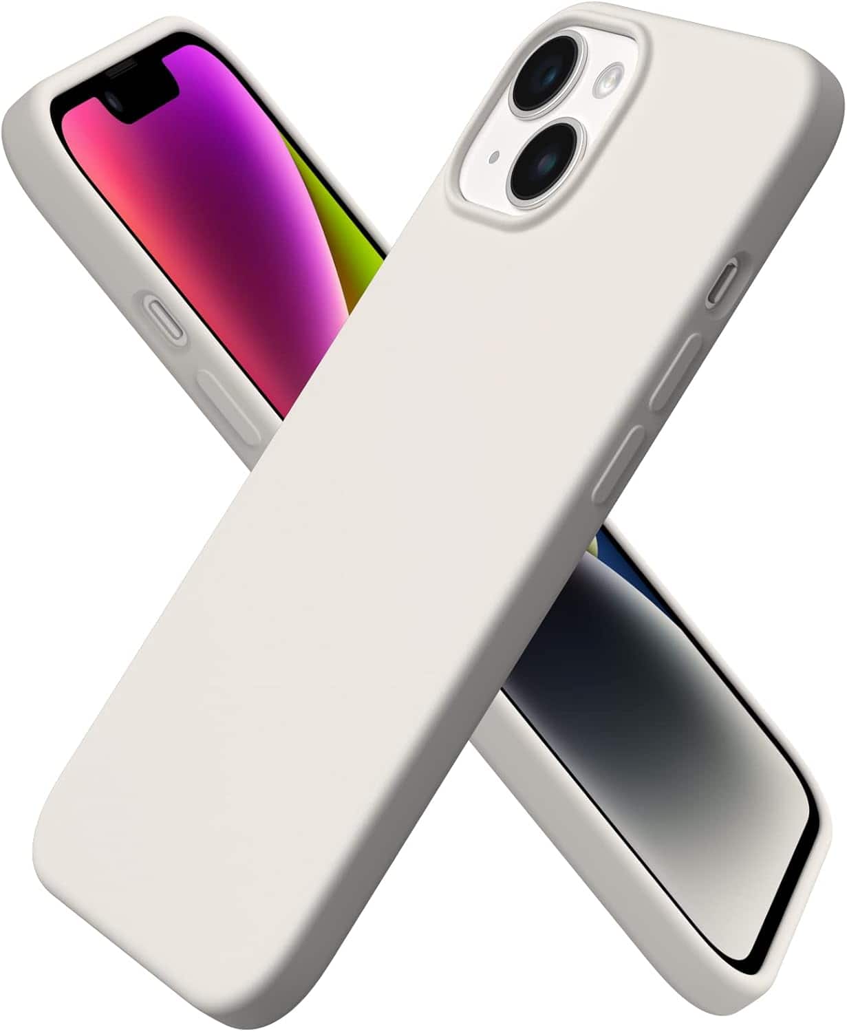 Front. Ornarto - ORNARTO Compatible with iPhone 14 Case 6.1", Slim Liquid Silicone 3 Layers Full Covered Protective Cover-Stone Gray - Stone Gray.