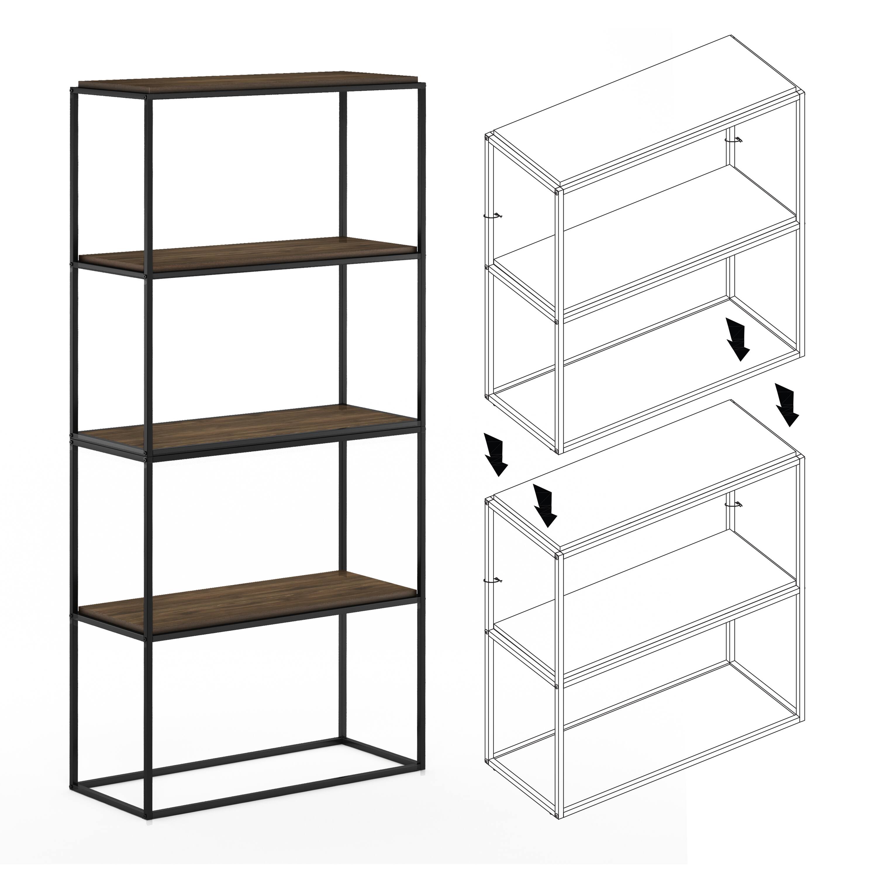 Alt View 3. Furinno - Moretti Modern Lifestyle Wide Stackable Shelf, 2-Tier - Columbia Walnut.