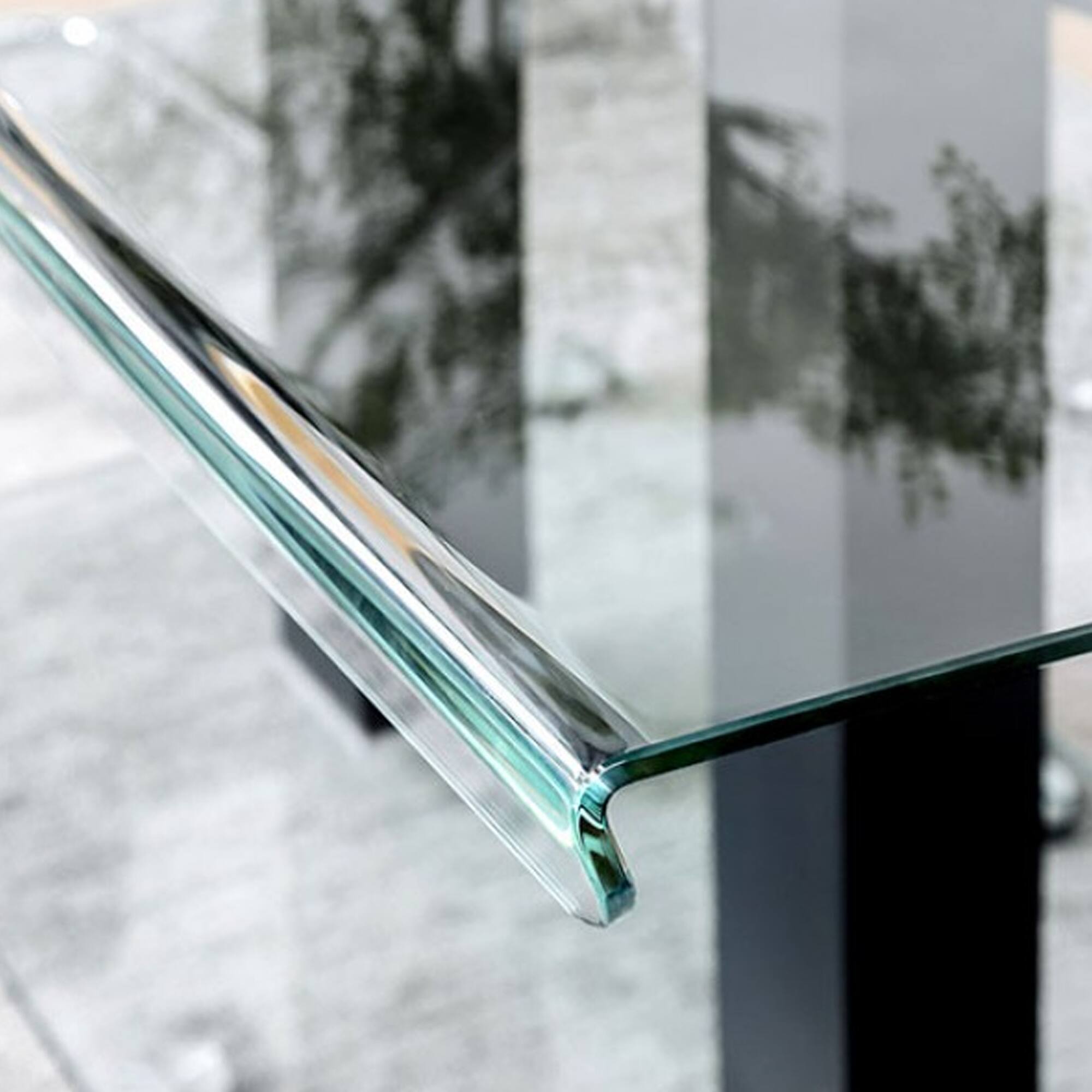 Alt View 3. Manhattan Lane - Fely 7pc Dining Table and Chair Set, Glass Top, Black Faux Leather - Black, Chrome.