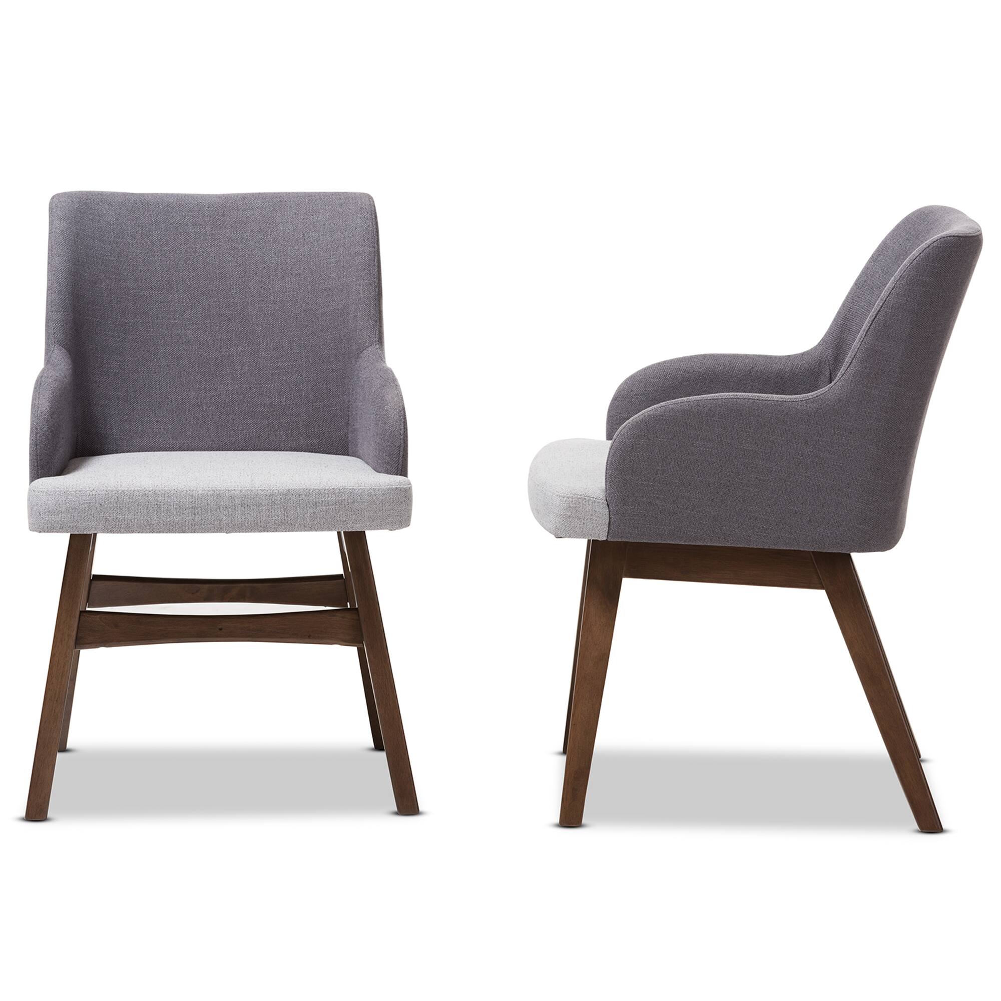 Left. Baxton Studio - Monte Mid-Century Modern Two-Tone Fabric Armchair - Grey/"Walnut" Brown.
