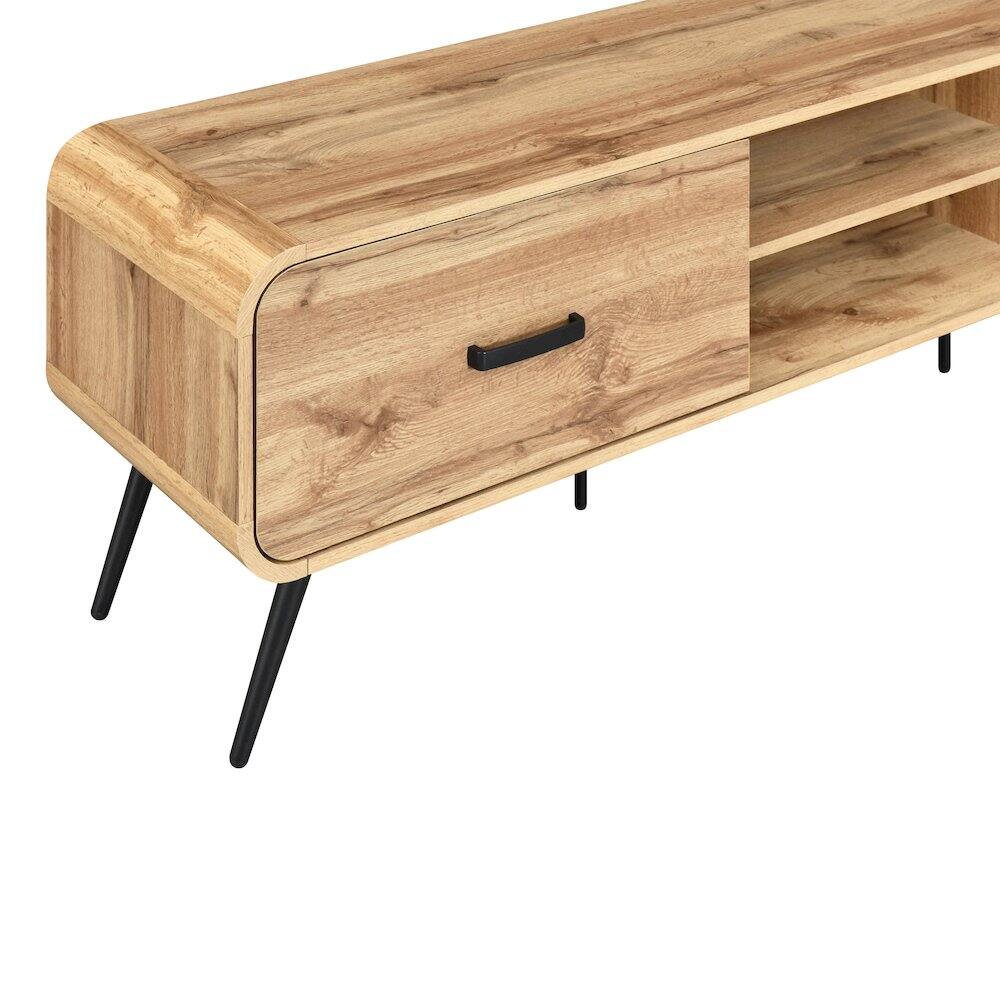 Alt View 4. New Classic Furniture - Rowan Wood Low Profile TV Console in Natural/Beige - Brown.