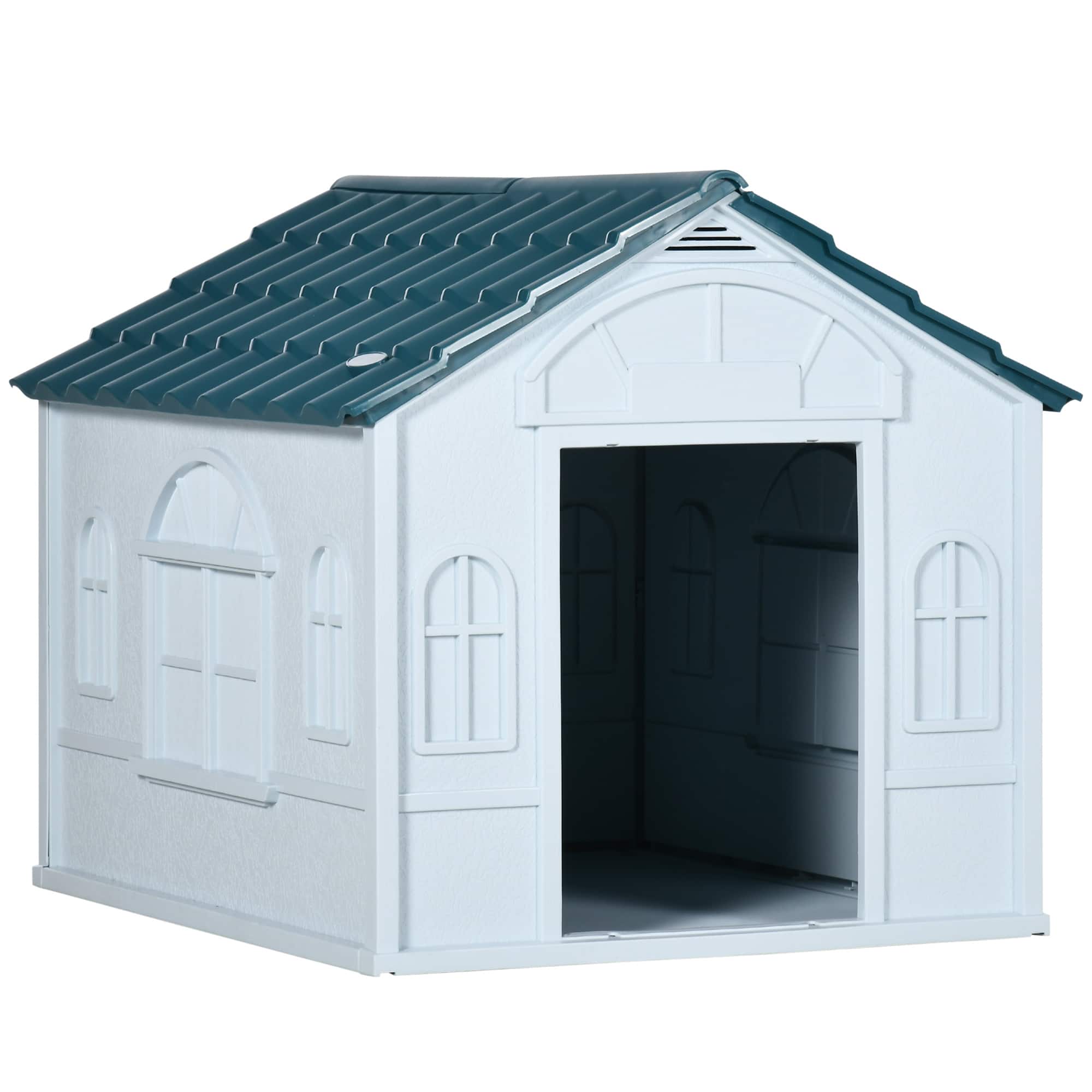 Siljoy - Blue Plastic Dog House, Water‑Resistant Snap‑Together Shelter for Small/Medium Dogs, Up to 44 lbs