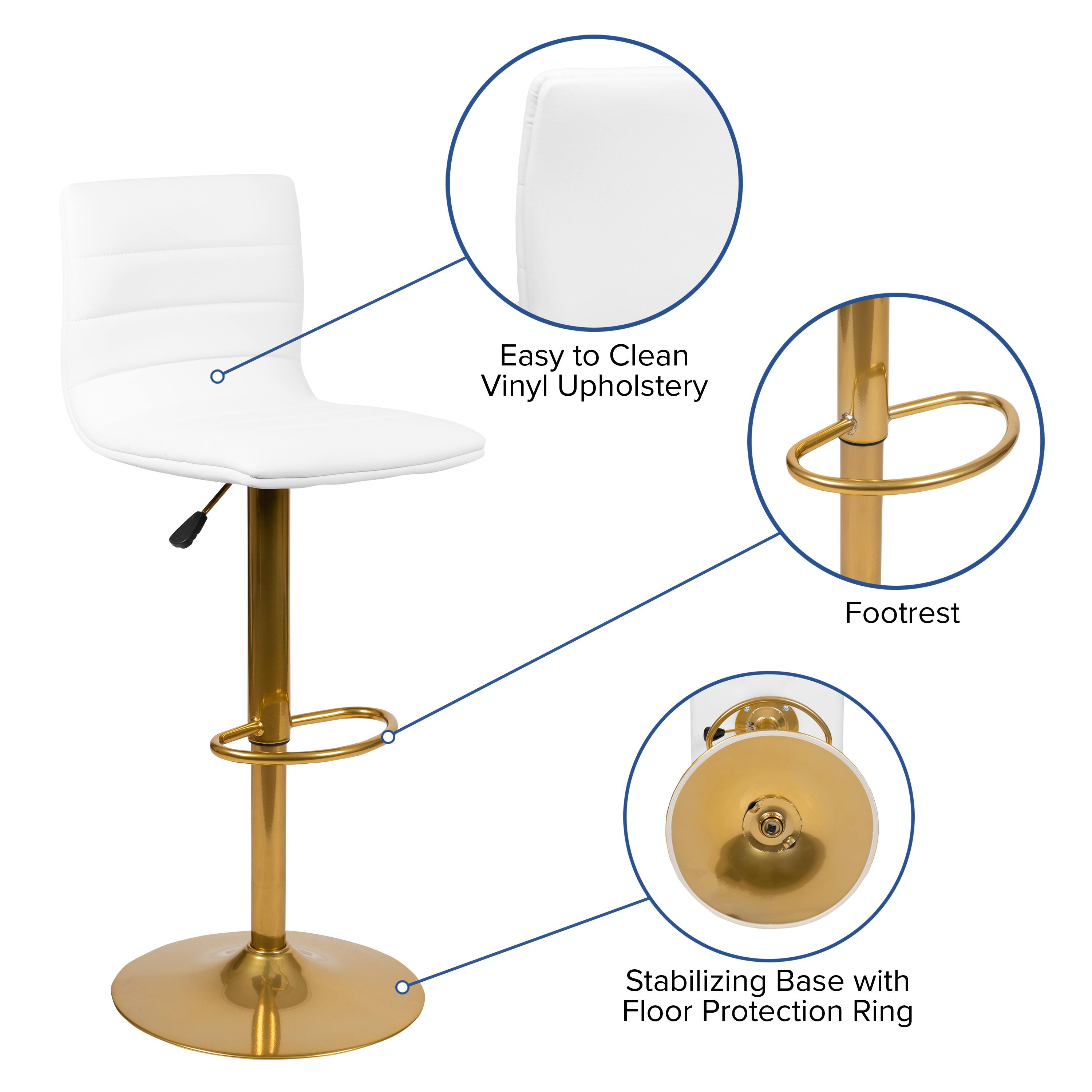 Easy to Clean Vinyl Upholstery  
Footrest  
Stabilizing Base with Floor Protection Ring
