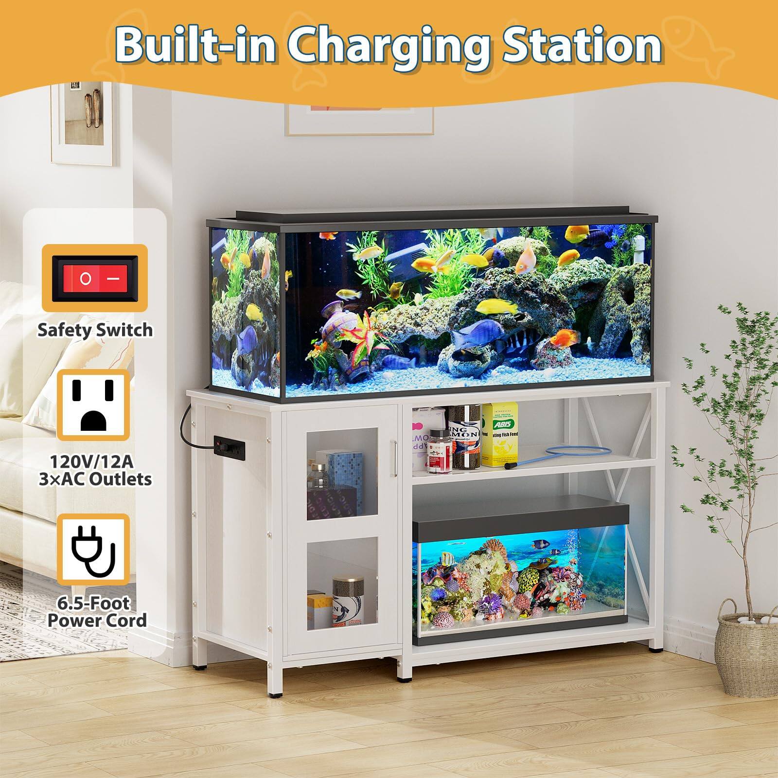 Built-in Charging Station

- Safety Switch
- 120V/12A 3x AC Outlets
- 6.5-Foot Power Cord