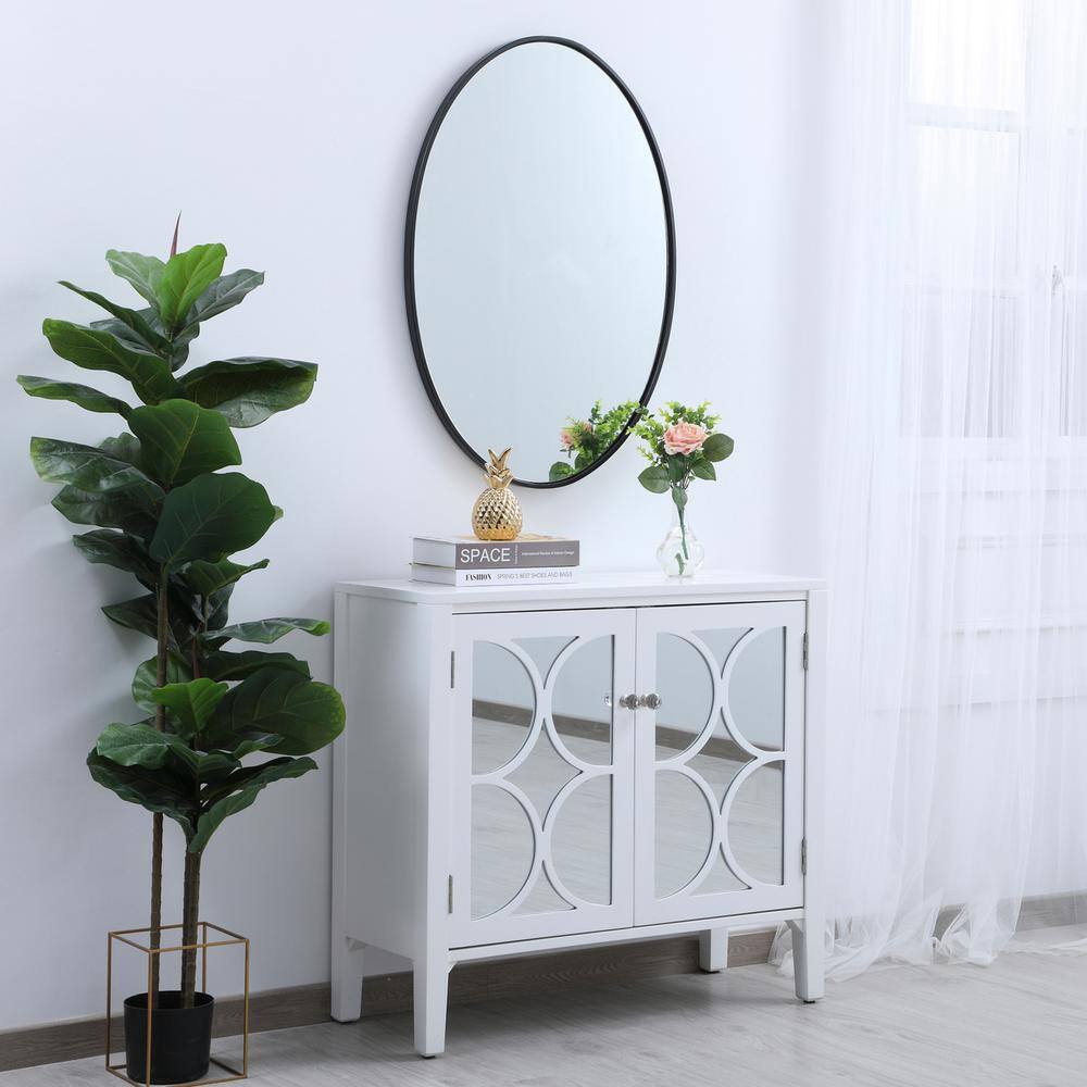 Alt View 9. Elegant Decor - Metal frame oval mirror 34 inch in Black - Black.