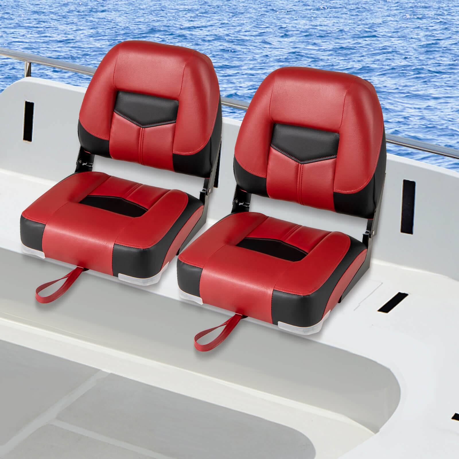 Alt View 3. Costway - Costway Set of 2 Low Back Boat Seat Folding Fishing Boat Seat Stainless Steel Screws Included - Red.