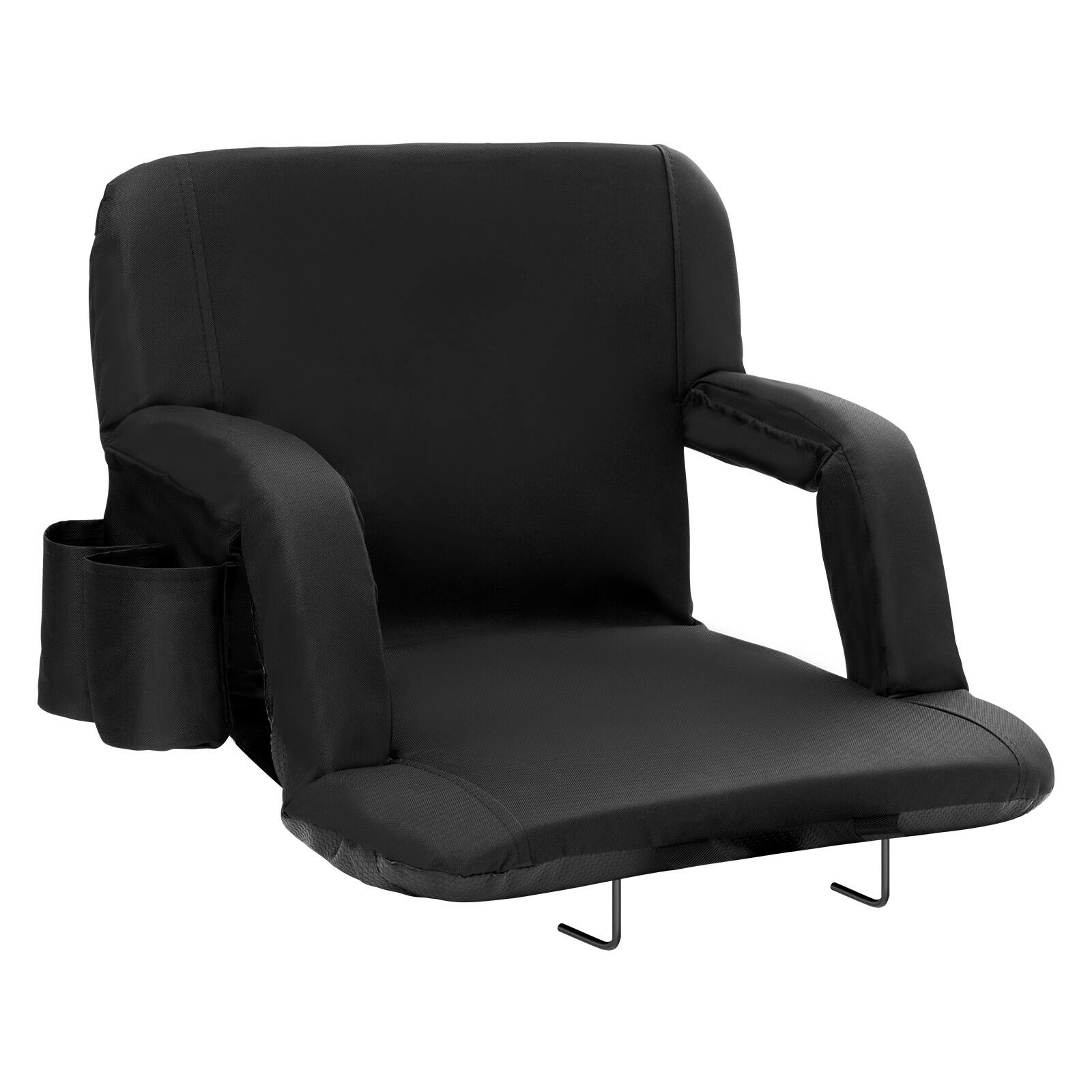 Front. VEVOR - Stadium Seat with Back Support, Wide Bleacher Seat Back, Folding Padded Cushion Stadium Chair - Black.