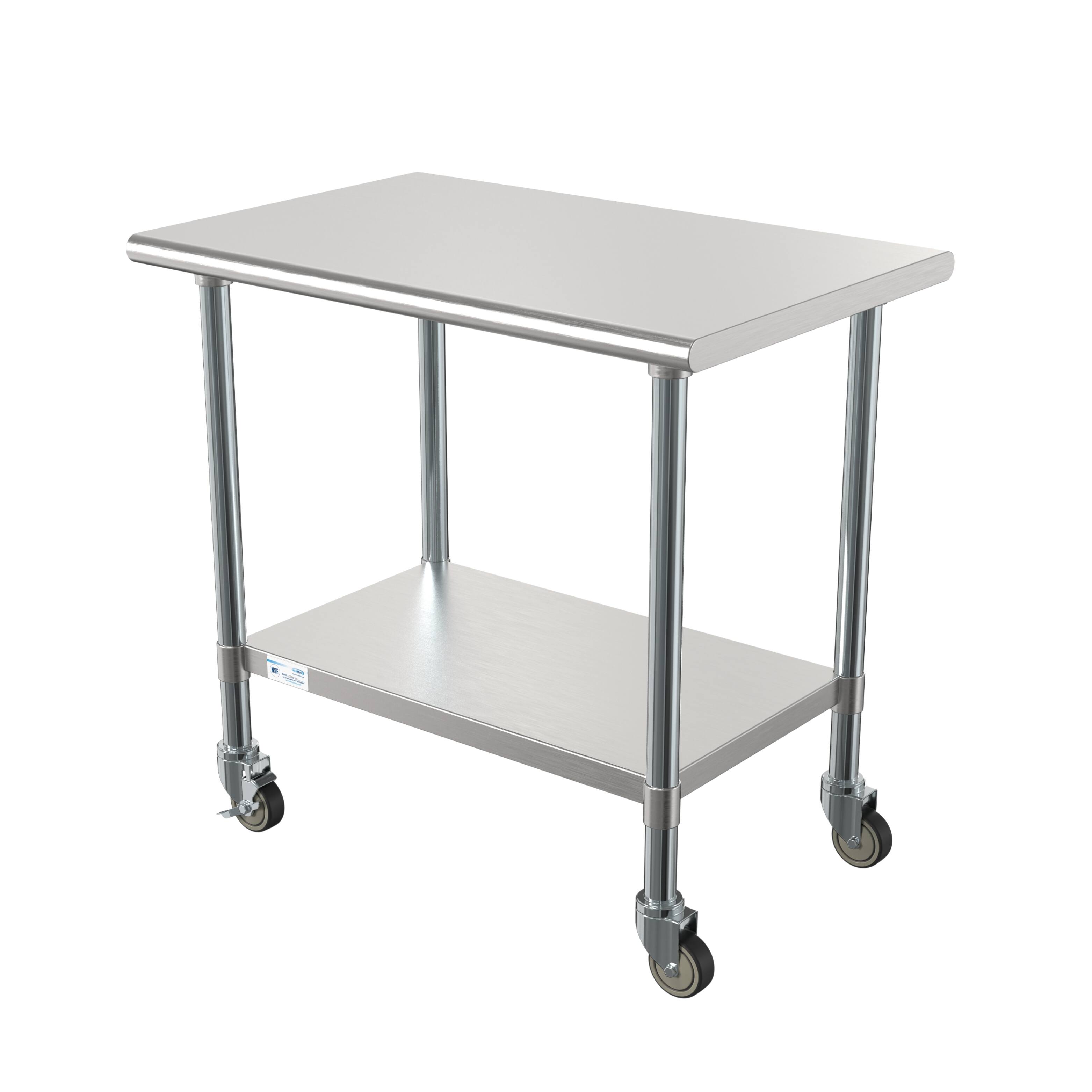 Alt View 1. Koolmore - 24" x 36" 18-Gauge 304 Stainless Steel Commercial Work Table with Casters, CT2436-18C. - Silver.