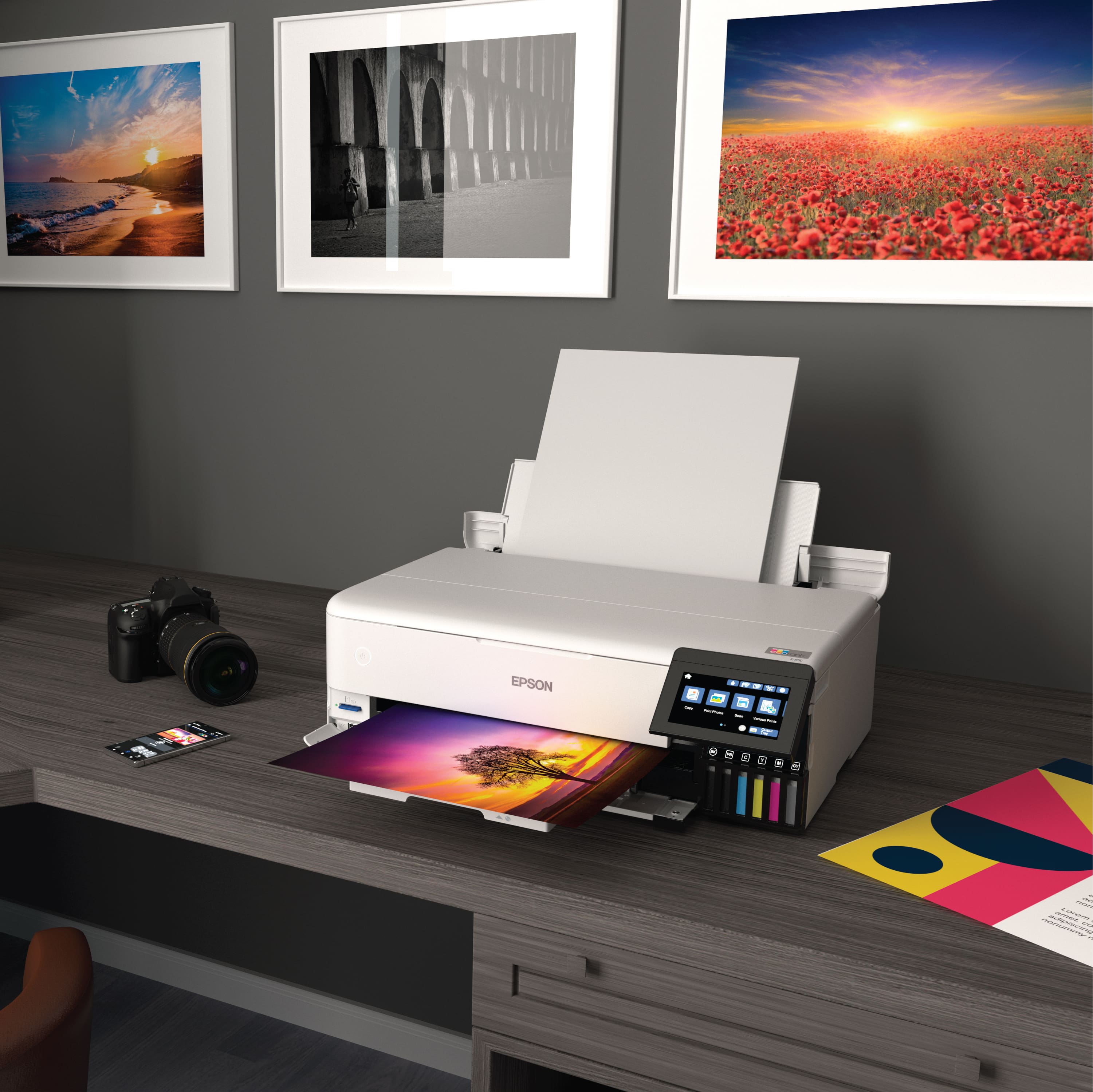 Alt View 12. Epson - EcoTank Photo ET-8550 All-in-One Wide-format Supertank Printer - White.