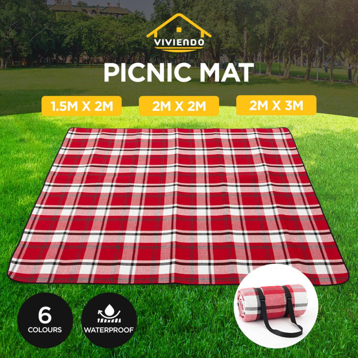 VIVIENDO PICNIC MAT

1.5M X 2M  
2M X 2M  
2M X 3M  

6 COLOURS  
WATERPROOF