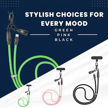 Front. Miro - U2 Series Neck-Mounted 60W New Zinc Lanyard Charging Cable Bullet Series Fast Charging for Apple & Type-C Devices - Pink.