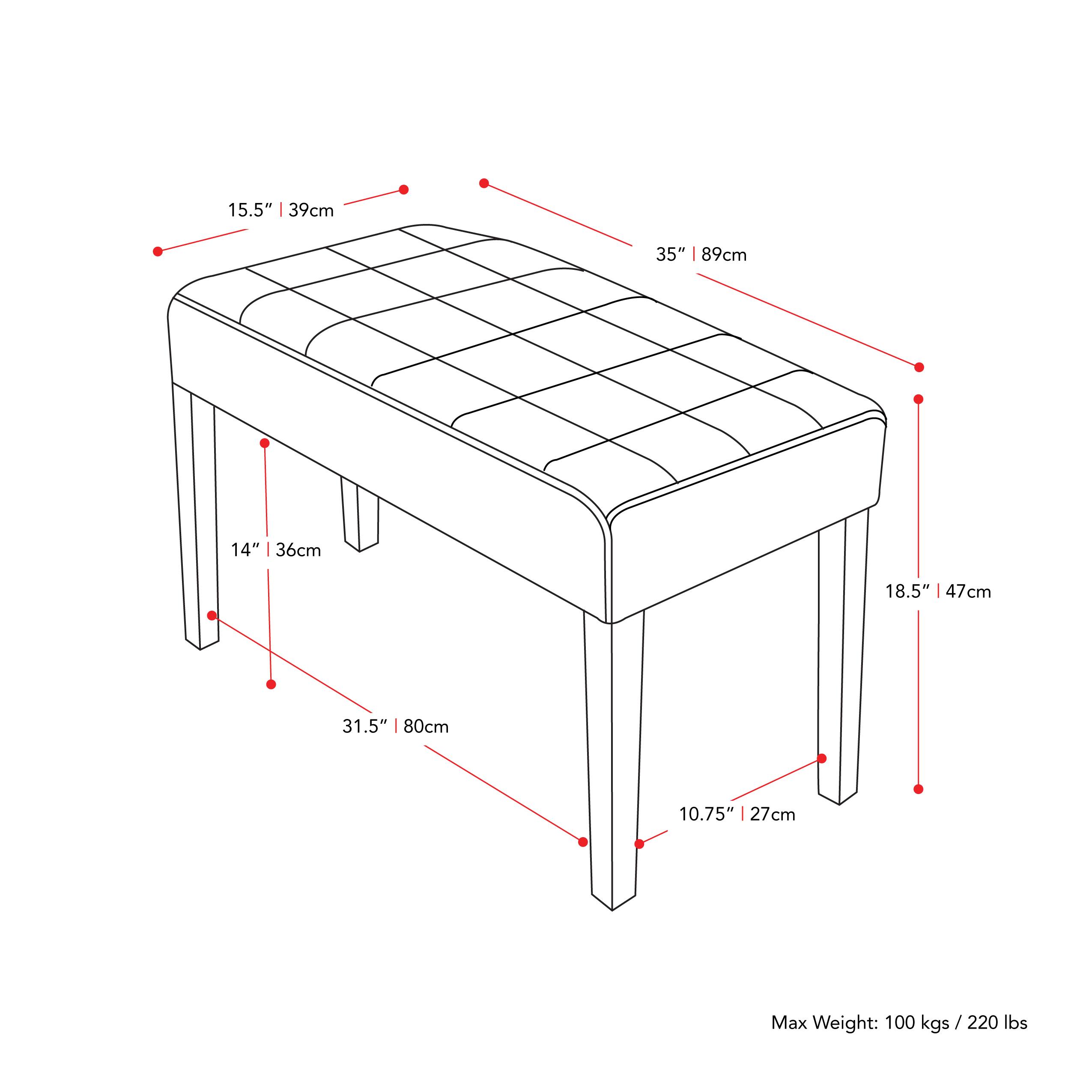 Alt View 12. CorLiving - California Fabric Tufted Bench - Dark Grey.