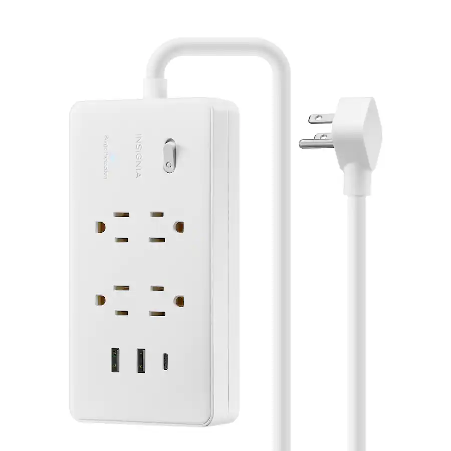 Insignia™ 4 Outlet / 1 USB C / 2 USB 1,200 Joules Surge Protector Strip ...