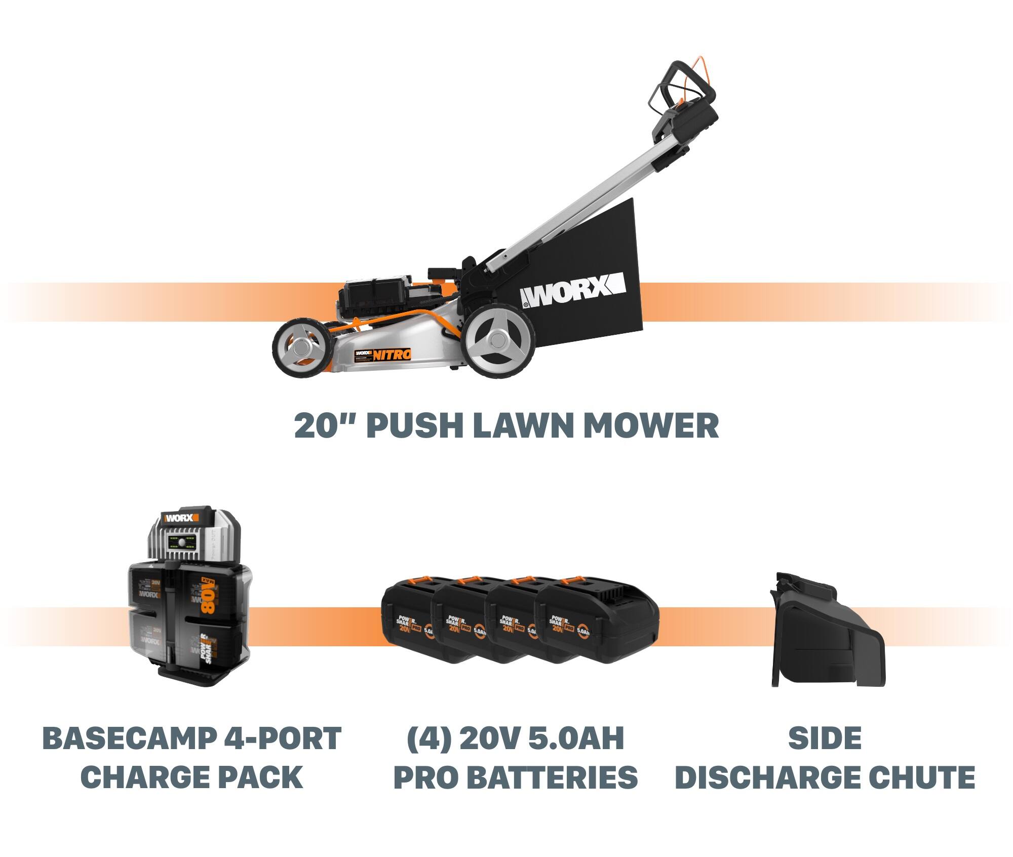 Alt View 15. WORX - Nitro 80V Cordless Self-Propelled Lawn Mower (4 x 5.0 Ah Batteries and 1 x Charger) - Black.
