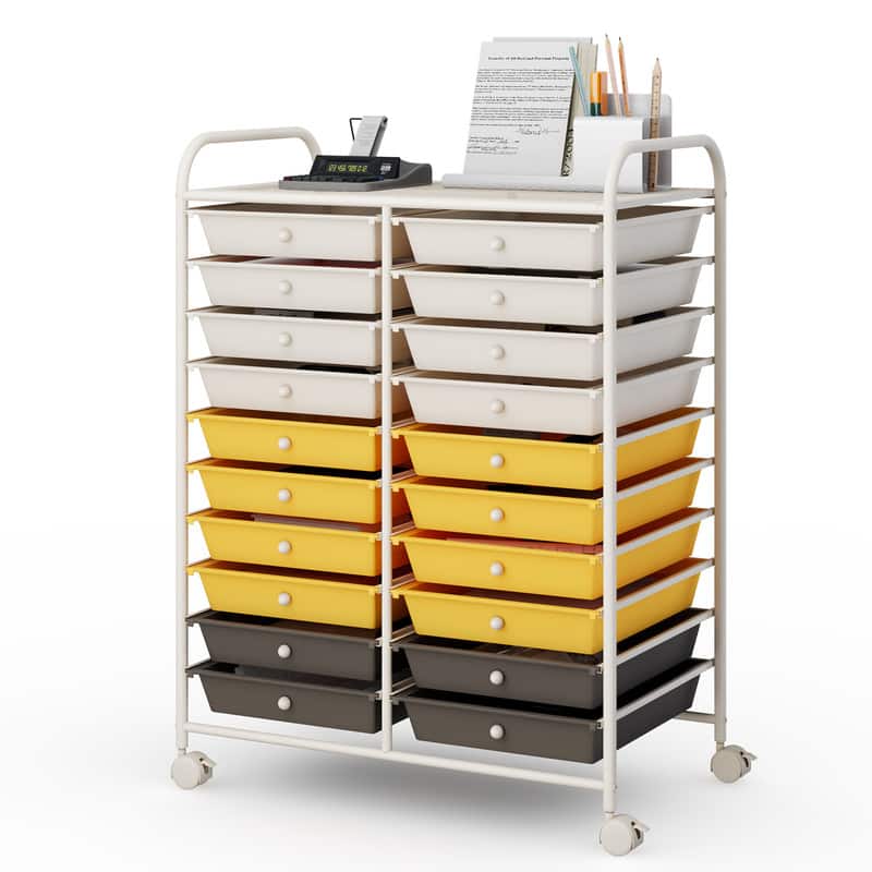 WELLFOR - 20 Drawer Rolling Storage Cart Organizer,Art & Craft Storage Cart Tools Scrapbook Paper Office School Organizer - Yellow price history on PriceWatchPro