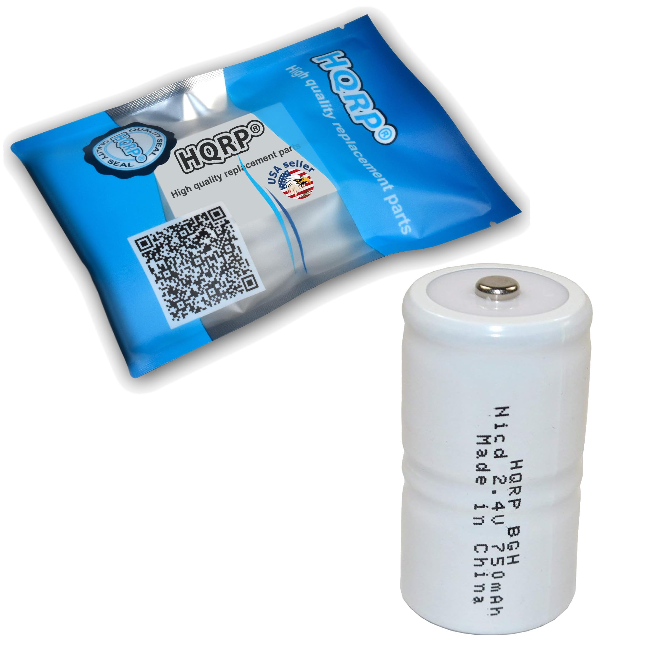 High quality replacement parts  
HQRPO  
SEAL  
High quality replacement parts  
USA seller  
Made in China  
2.4V BGH 750mAh  
NICD  
HQRPO  
Made in China