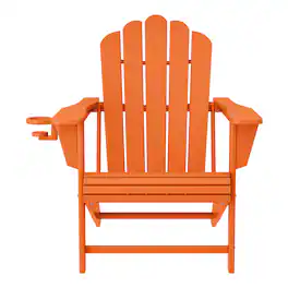 WestinTrends - Highland Outdoor Patio HDPE Adirondack Chair With Cup Holder - Orange