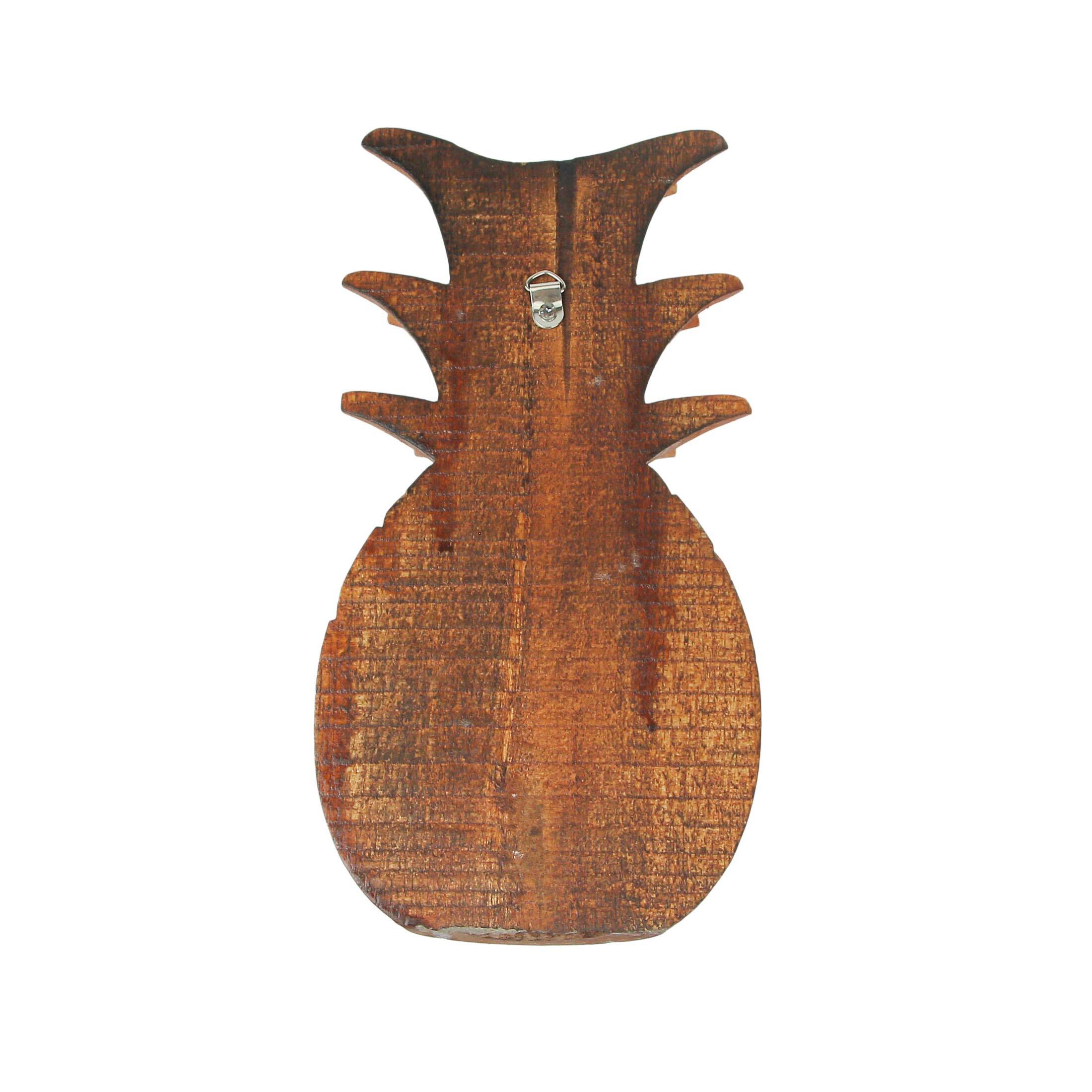 Alt View 2. Zeckos - Hand Carved Wooden Pineapple Hanging Wall Décor Art Sculpture 9.75 Inches High - Brown.