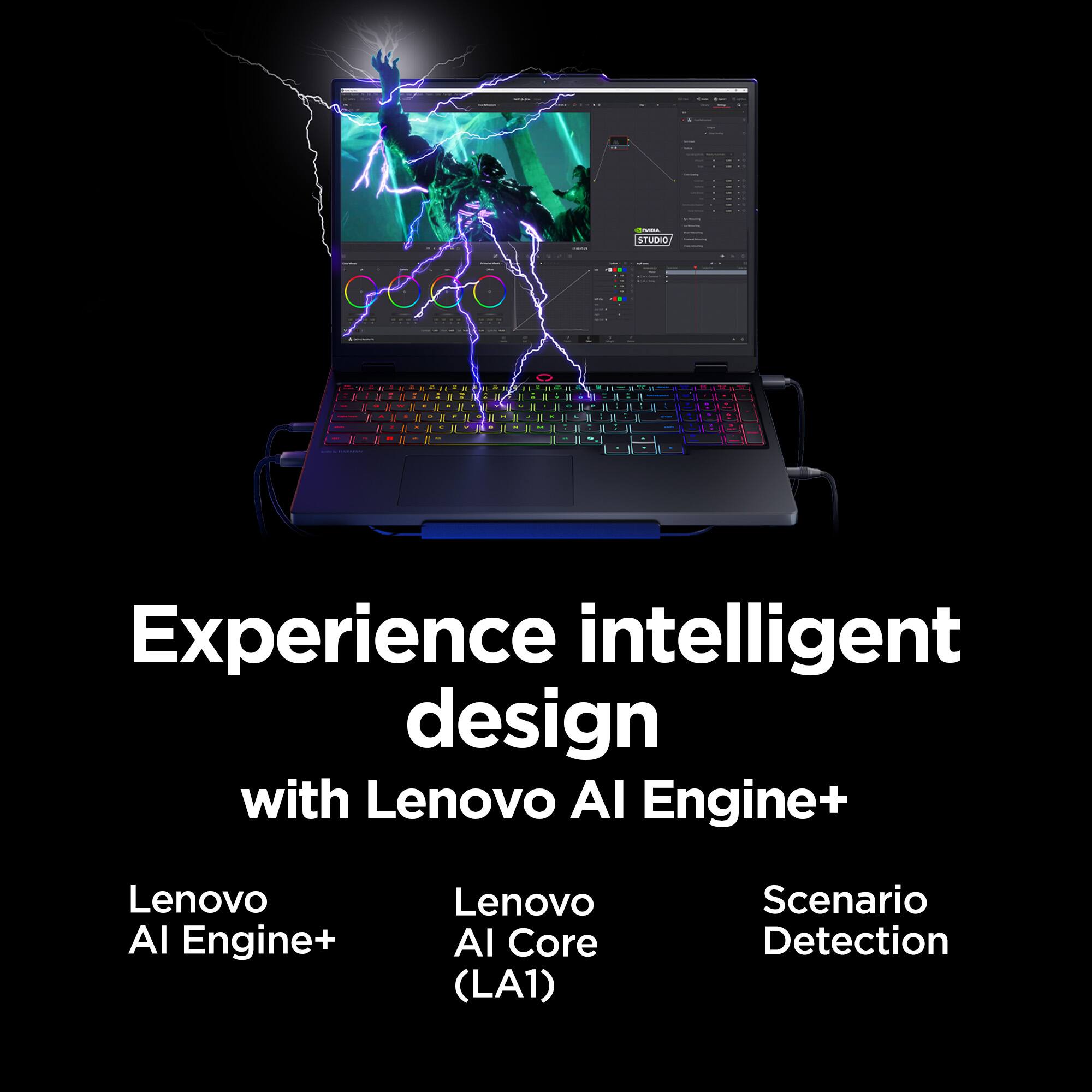 Experience intelligent design with Lenovo AI Engine+ Lenovo AI Core (LA1) Scenario Detection.