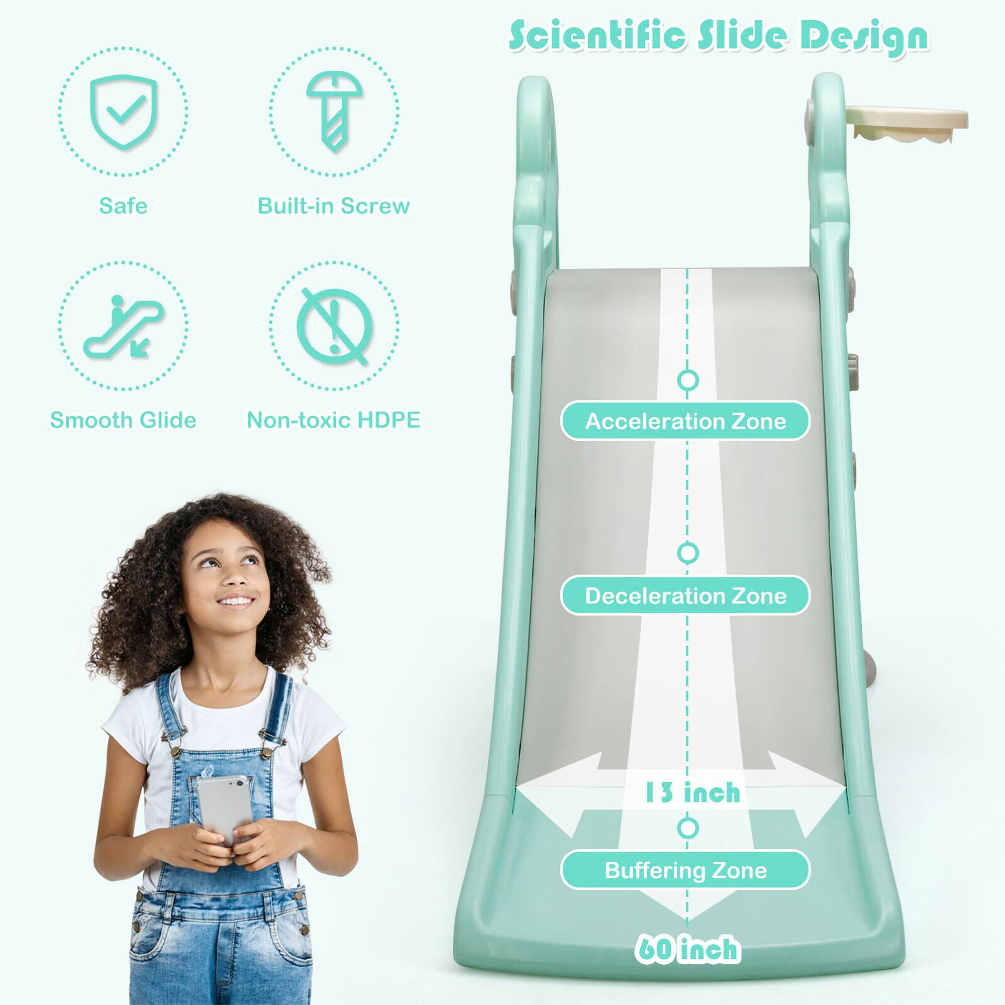 Scientific Slide Design  
Safe  
Built-in Screw  
Smooth Glide  
Non-toxic HDPE  
Acceleration Zone  
Deceleration Zone  
13 inch Buffering Zone  
60 inch