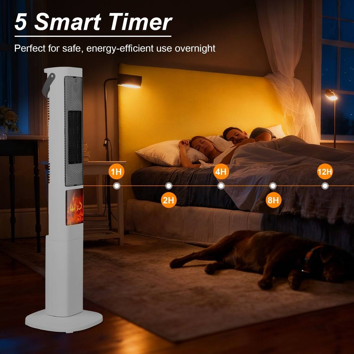 5 Smart Timer  
Perfect for safe, energy-efficient use overnight  
1H  
4H  
12H  
2H  
8H