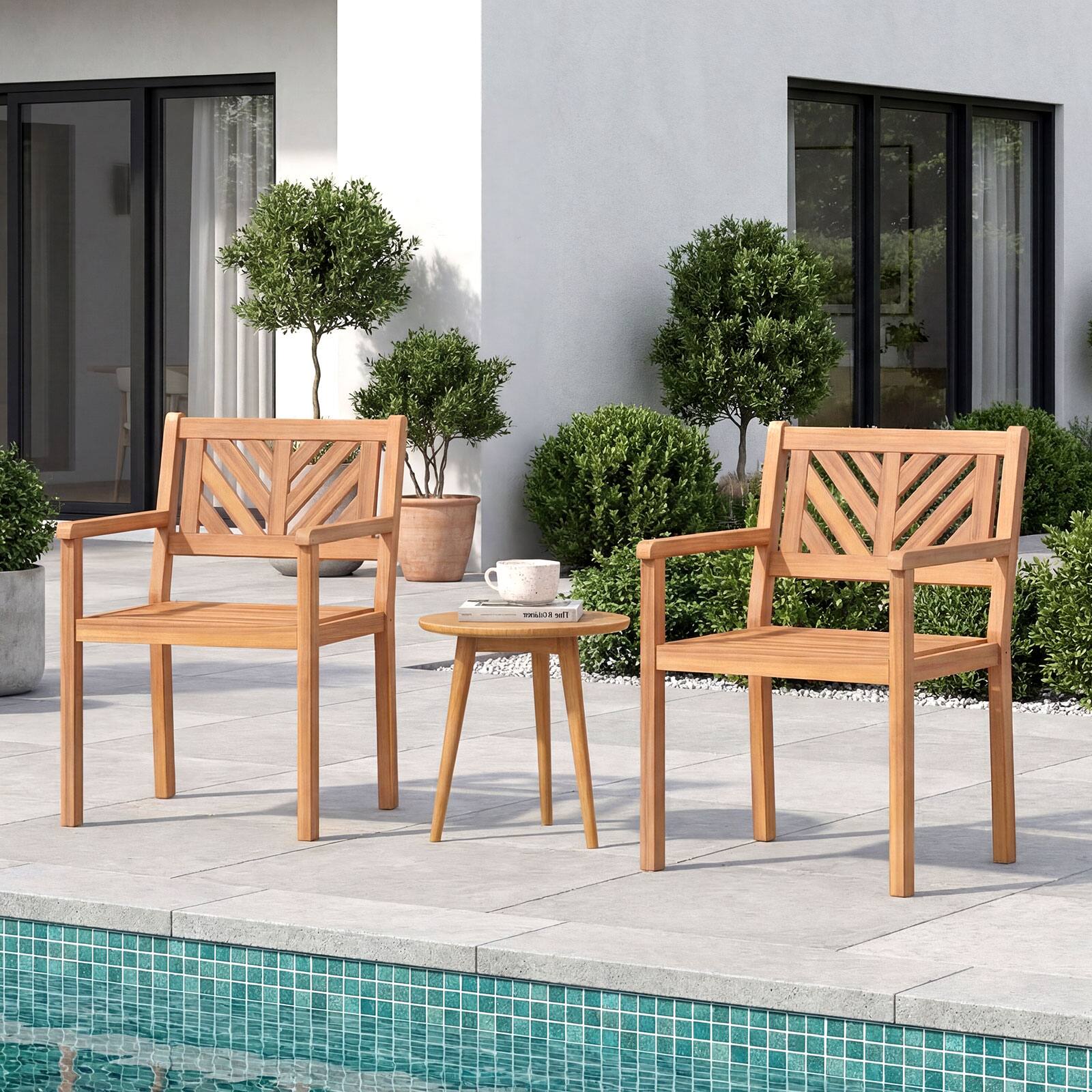 Alt View 3. Costway - Costway Patio Dining Chairs Set of 2,Outdoor Garden Seating Chairs with 400 lbs Capacity - Natural.