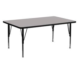 Emma + Oliver - 24x60 Rectangle HP Laminate Adjustable Preschool Activity Table - Gray