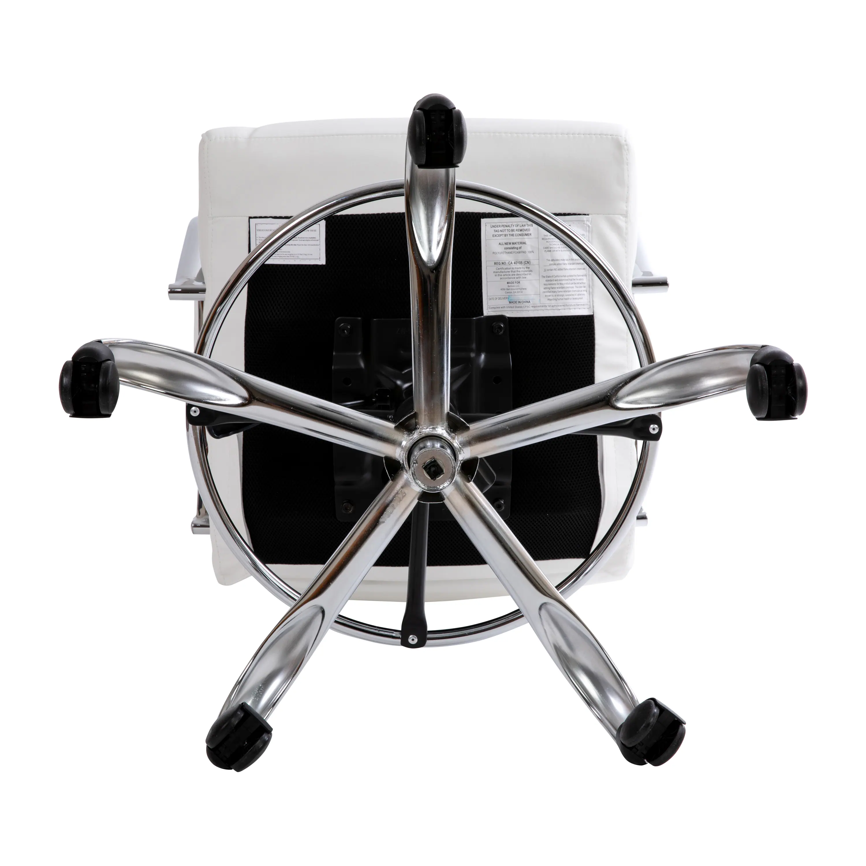 Alt View 9. Emma + Oliver - Mid-Back LeatherSoft Drafting Chair with Adjustable Foot Ring and Chrome Base - White.
