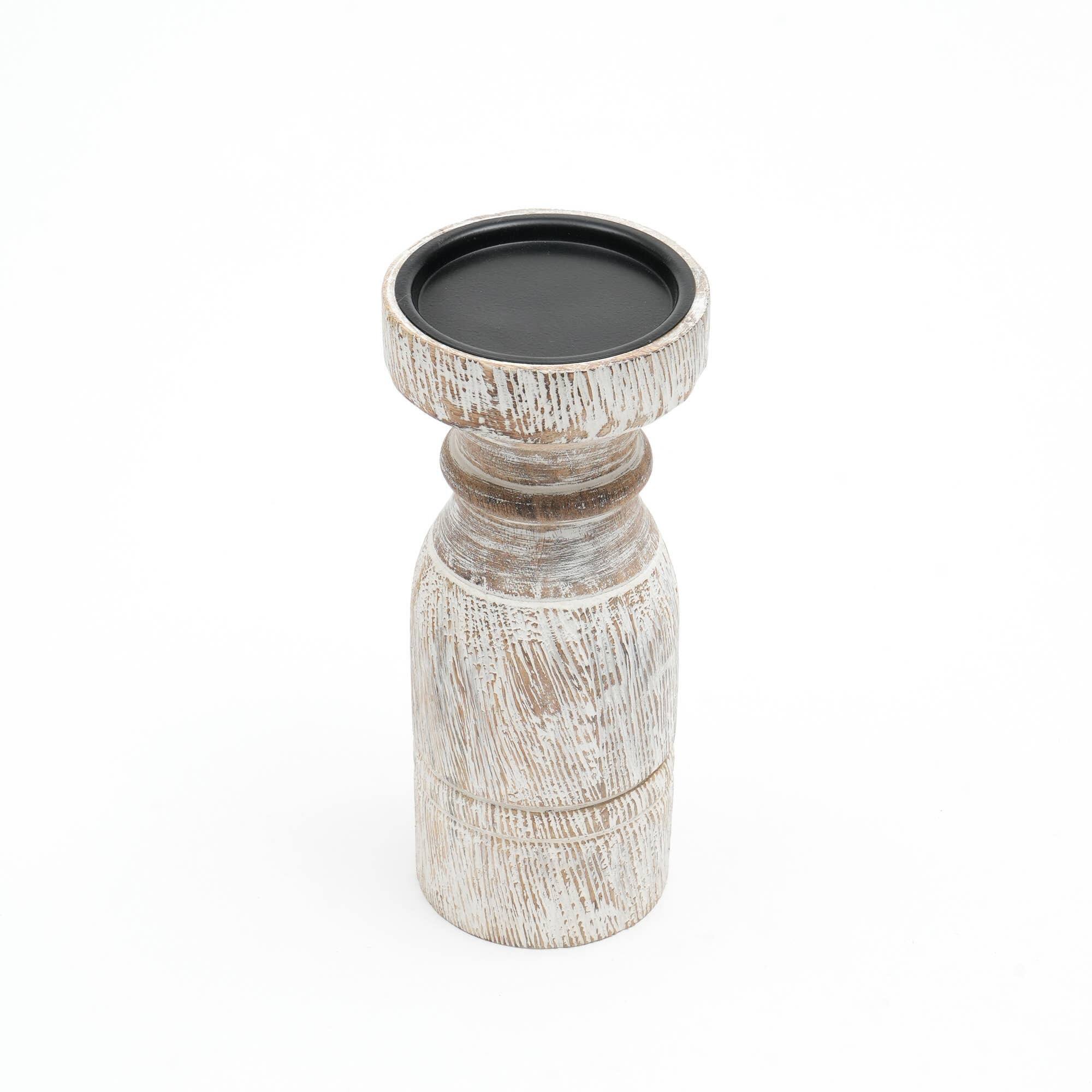 Left. TinyHomie - Decorative Wooden Centerpiece Candle Holder 35x9 Elegant Stand Any Occasion.