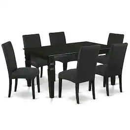 East West Furniture - Dining Room Set Black - Brown