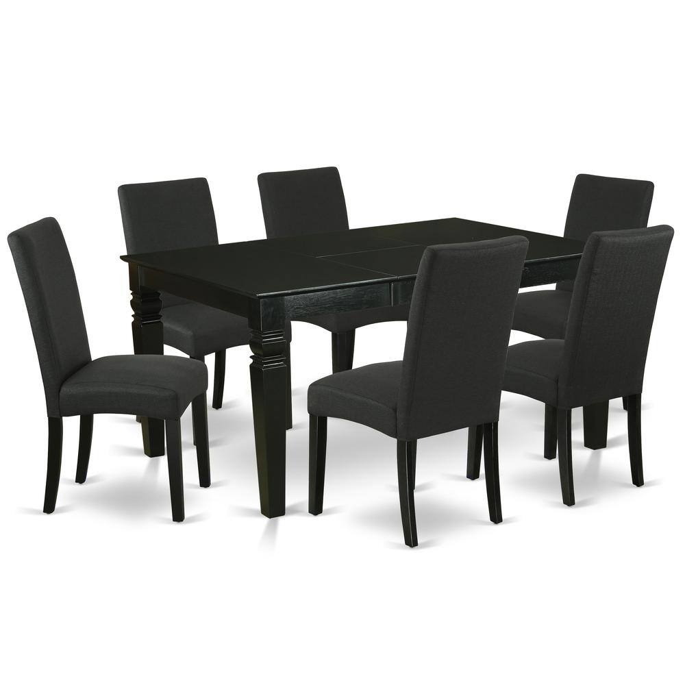 Front. East West Furniture - Dining Room Set Black - Brown.