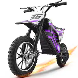 Hover Heart - Off-Road Electric Dirt Bike for Beginners – 36V Brushless Motor, 15.5 MPH, Hydraulic Suspension, Single Rider - 30 - PURPLE