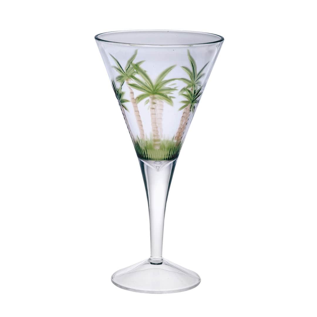 APRILSOUL - Palm Tree V Shaped Plastic Wine Glasses Set of 4 BPA Free Acrylic Unbreakable Red Wine Glasses - White