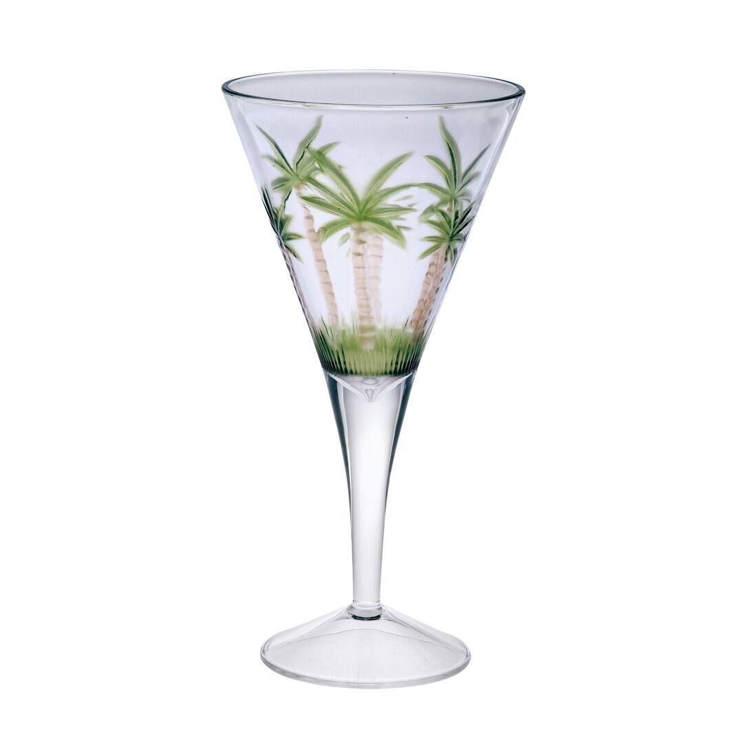 Front. APRILSOUL - Palm Tree V Shaped Plastic Wine Glasses Set of 4 BPA Free Acrylic Unbreakable Red White Wine Glasses - white.