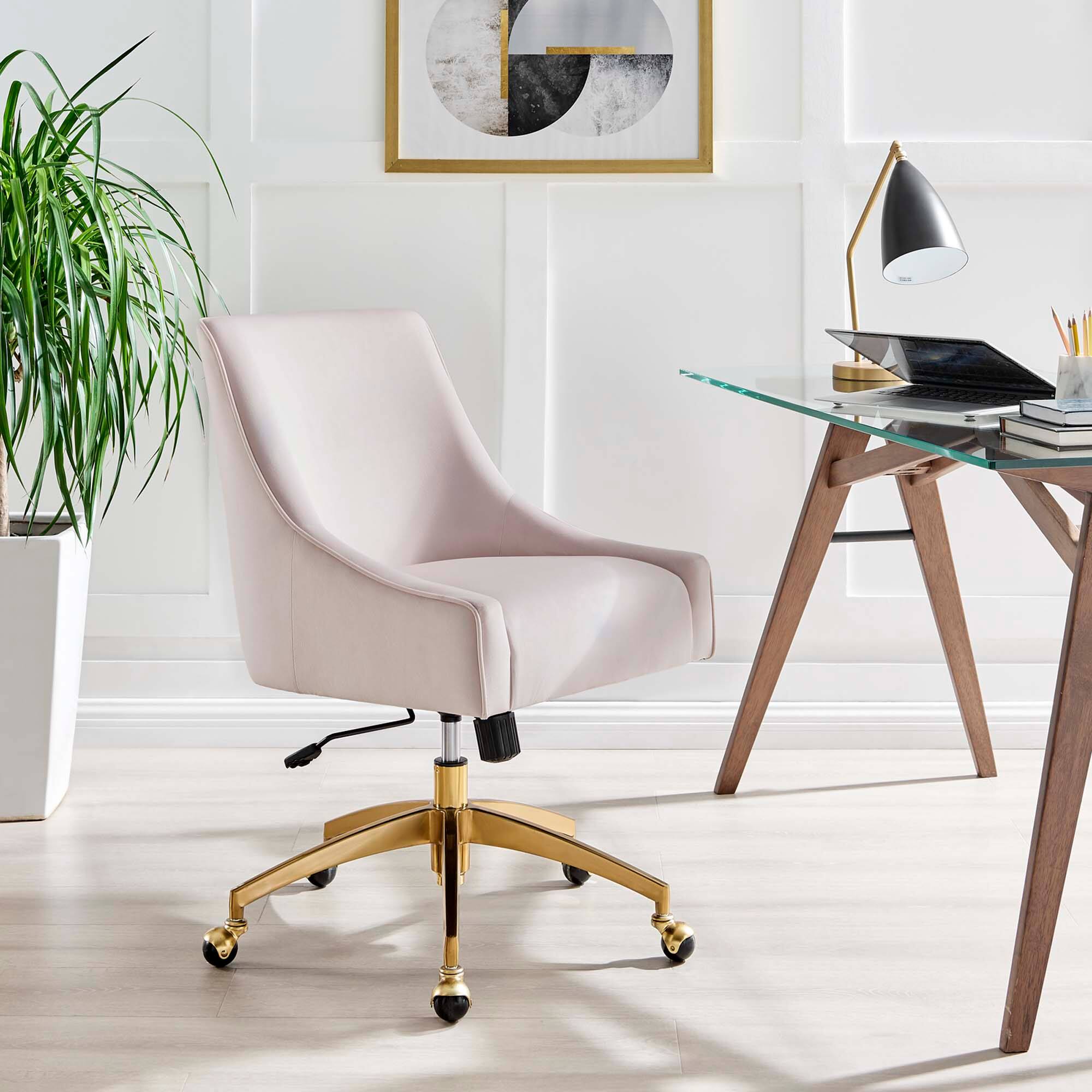 Alt View 2. Modway - Discern Performance Velvet Office Chair by Modway - Red.