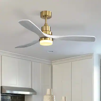 Front. Sofucor - 52 Inch Remote Ceiling Fans with Lights Modern Solid Wood Outdoor Ceiling Fan for Bedroom Living Room Indoor Farmhouse - Gold.