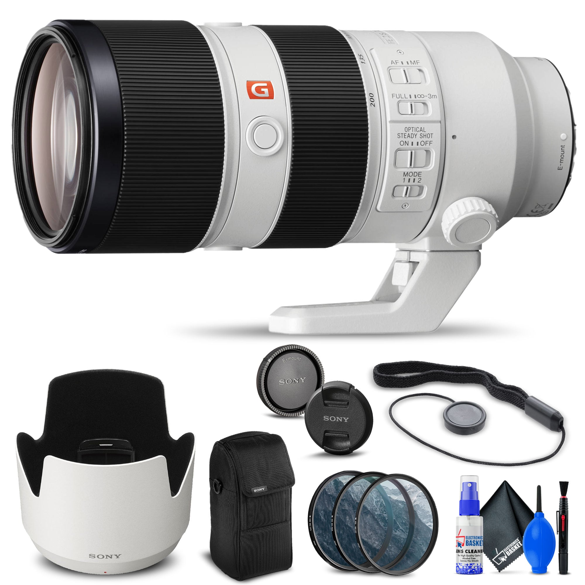 Sony - FE 70-200mm f/2.8 GM OSS Lens + Filter Kit + Cap Keeper + Cleaning Kit - Black