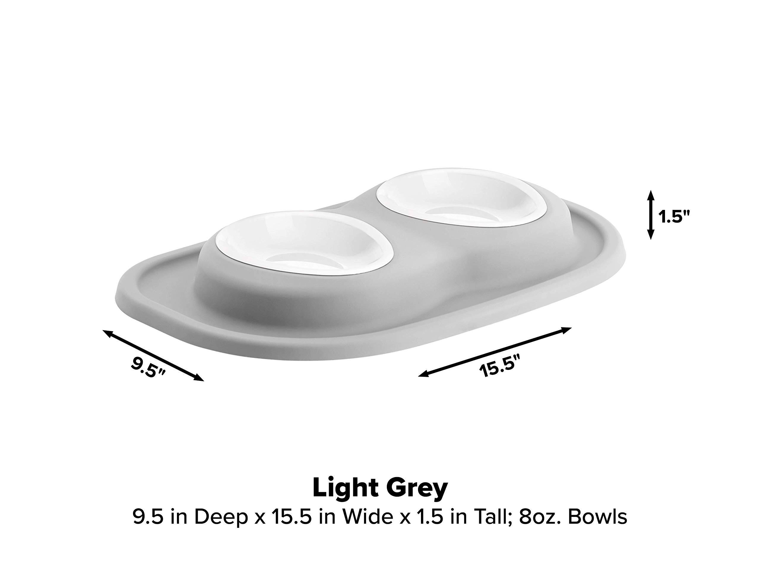 1.5"  
9.5"  
15.5"  
Light Grey 9.5 in Deep x 15.5 in Wide x 1.5 in Tall; 8oz. Bowls