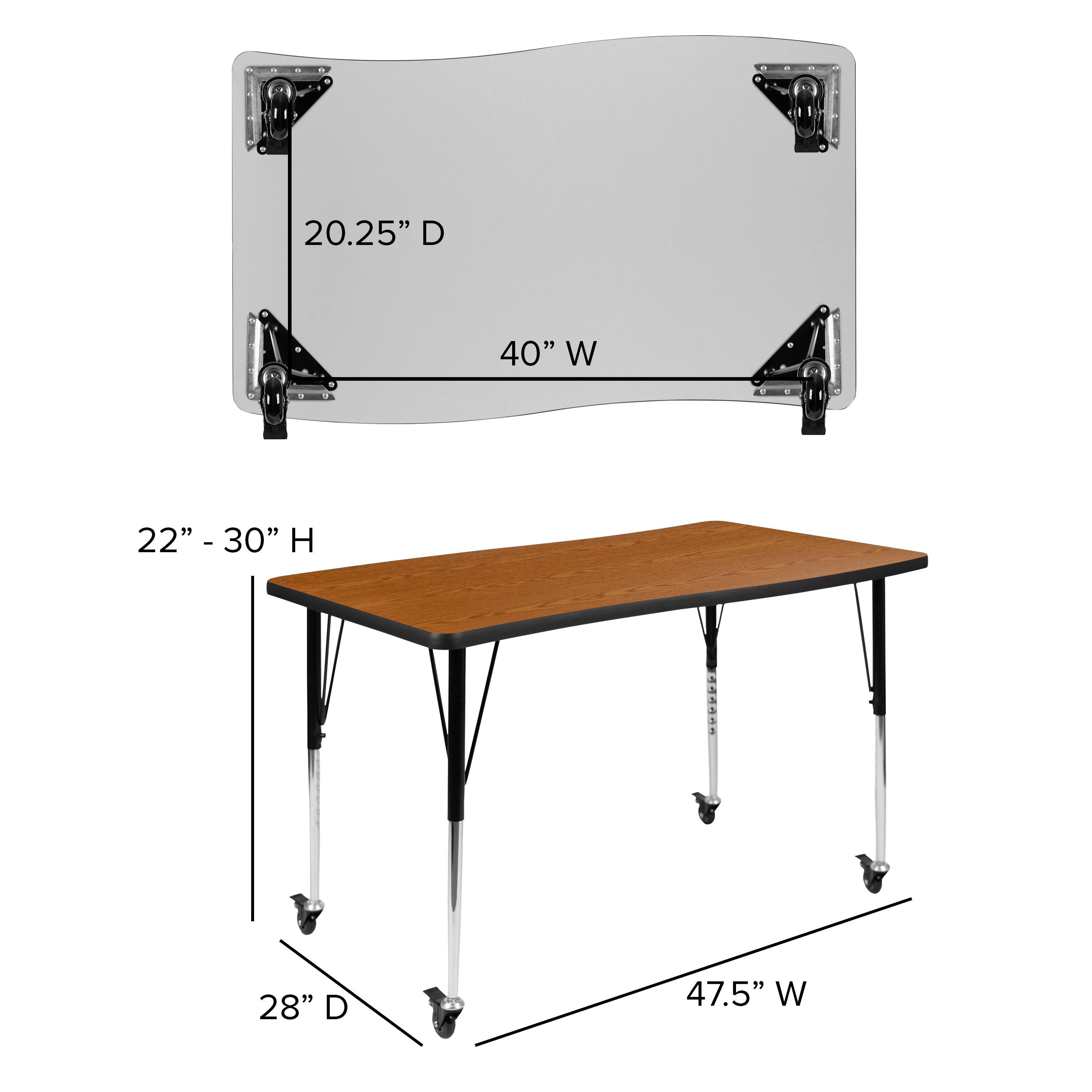 20.25" D x 40" W  
22" - 30" H  
28" D x 47.5" W