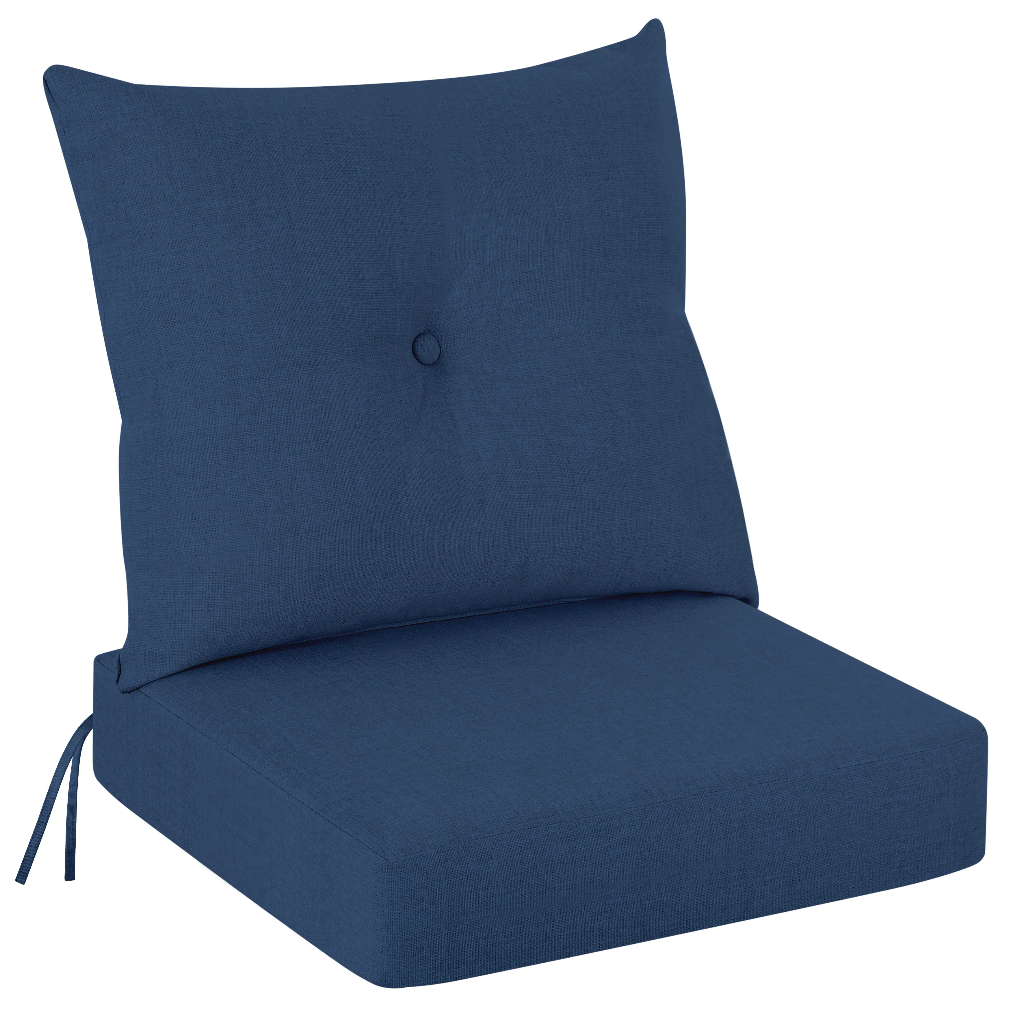 Front. Nuu Garden - 23 x 24 Inch Outdoor Olefin Chair Cushion Set, Tufted Design - Blue.