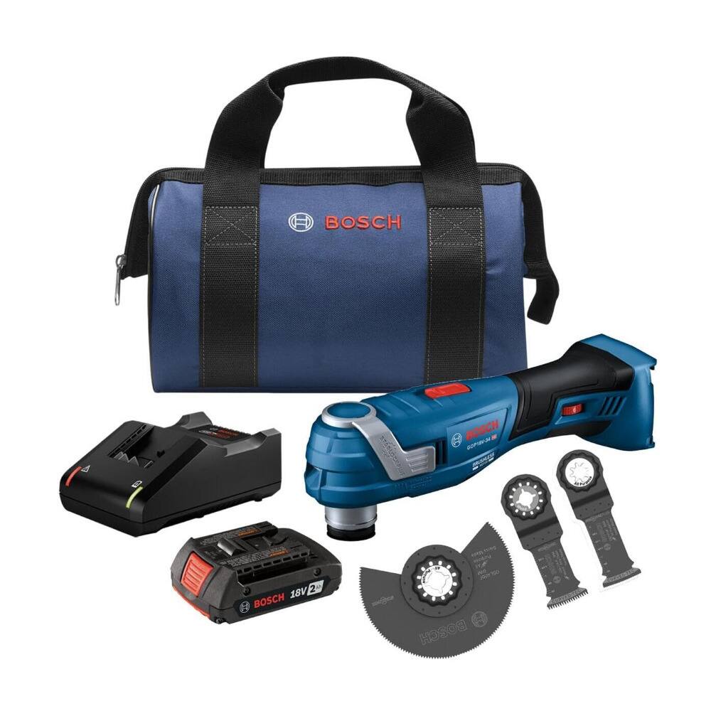 Bosch - GOP18V-34B12 18V Brushless Oscillating Multi-Tool Kit with 2 Ah Battery