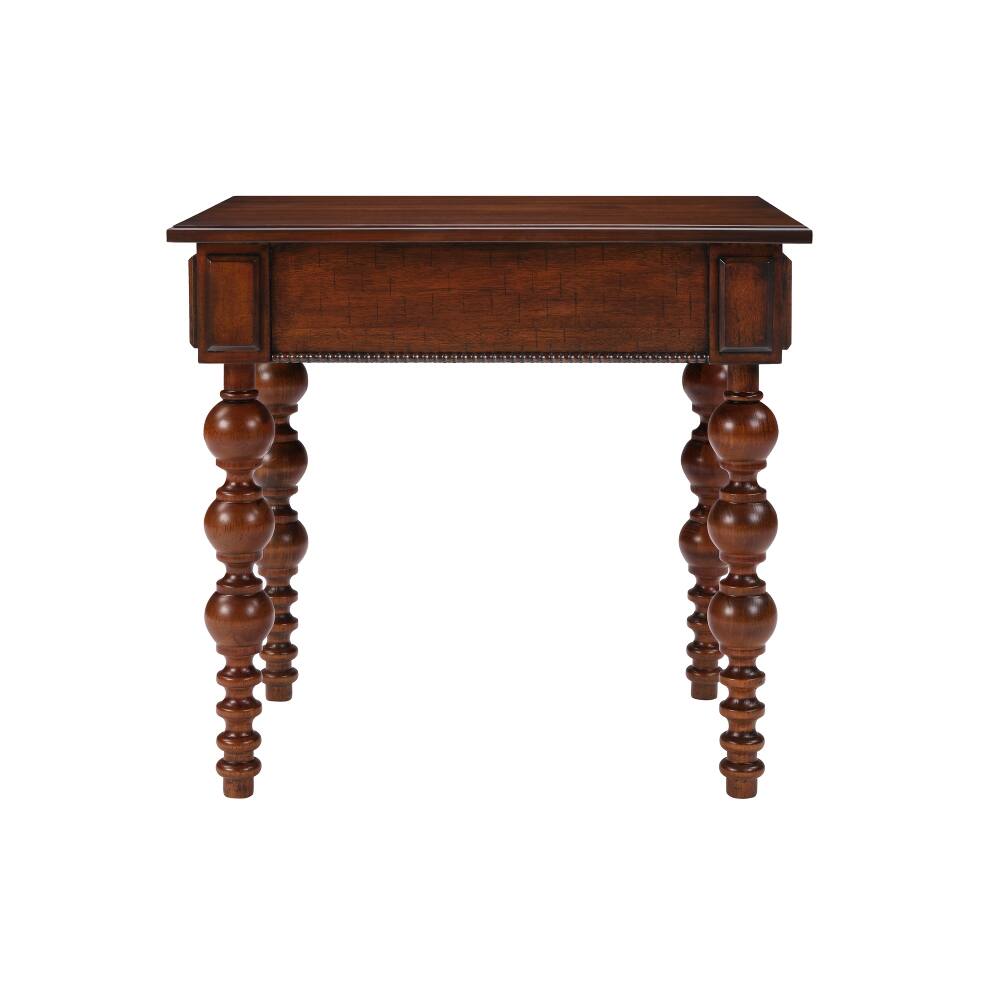 Alt View 7. Loheer - Loheer Solid Wood End Table with Drawer, Vintage Narrow Sofa Side Table for Living Room, Walnut - Walnut.
