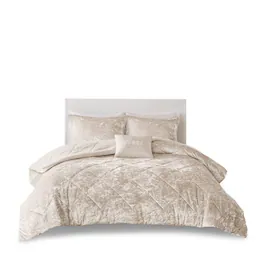 Gracie Mills - Andrea Velvet Comforter Set with Throw Pillow - Champagne